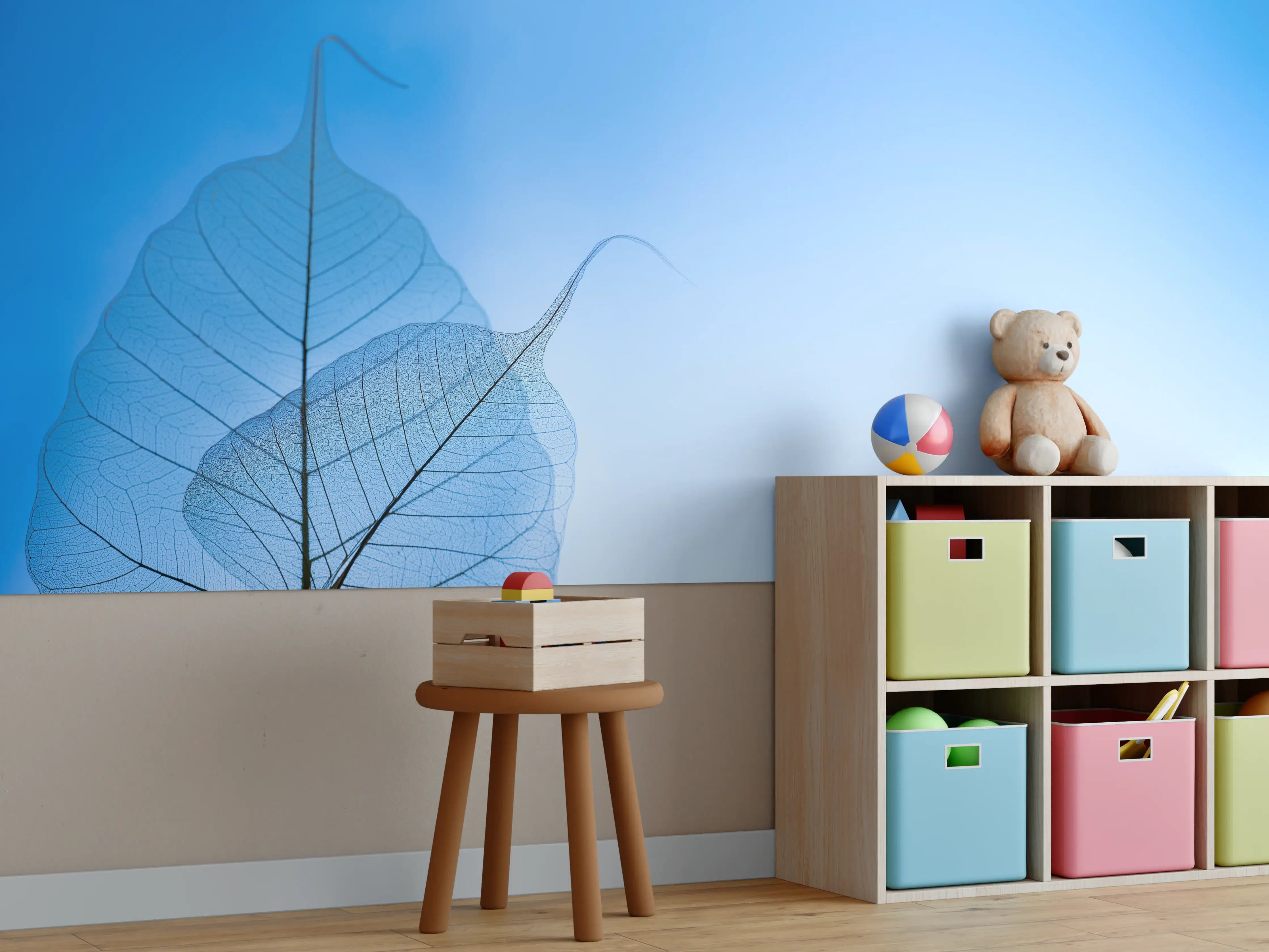 Kinderzimmer Wandgestaltung - Blau-Veined Transparentes Blattbild