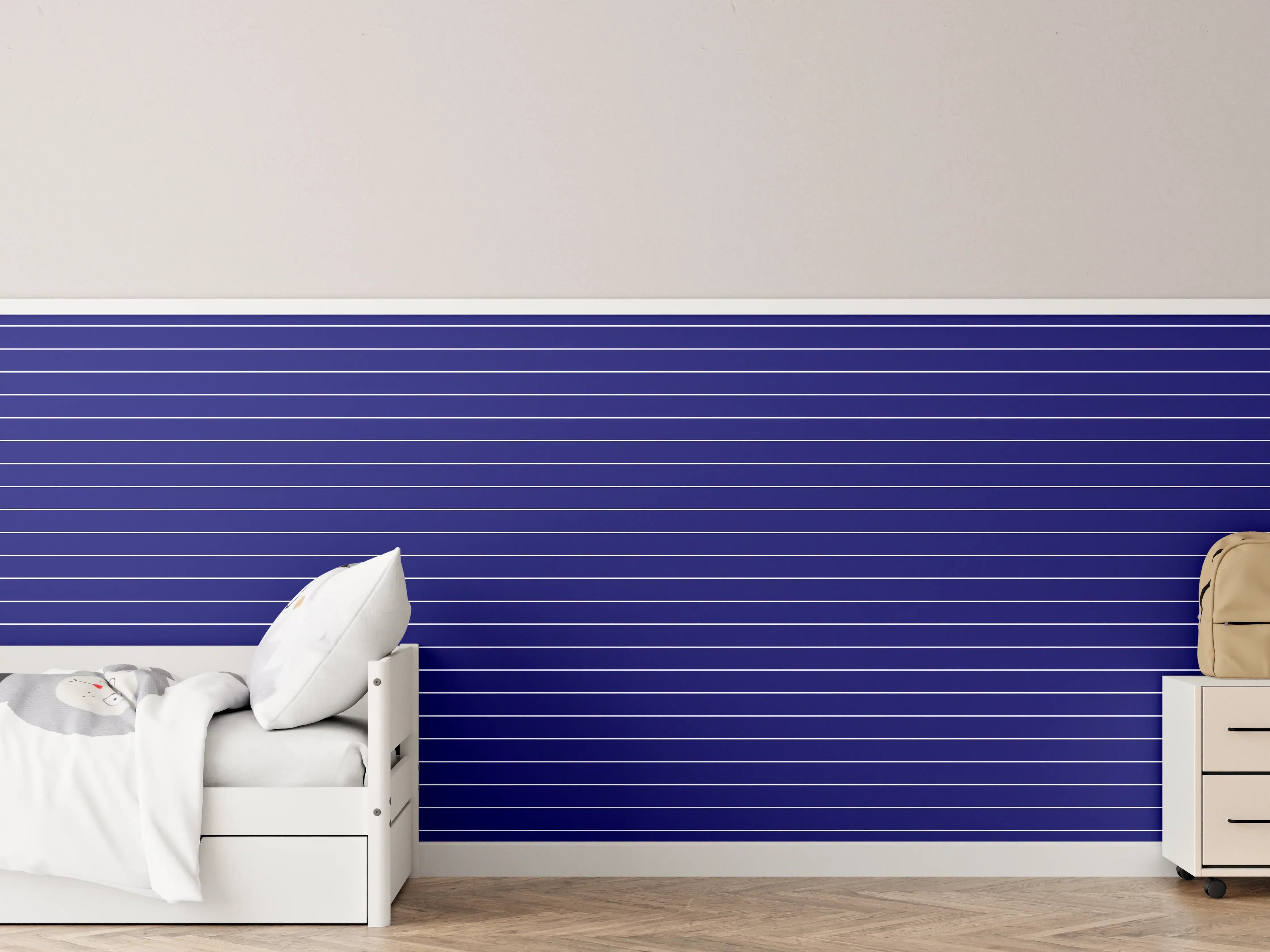 Kinderzimmer Wandgestaltung - Blau-Weiße Linien-Textur
