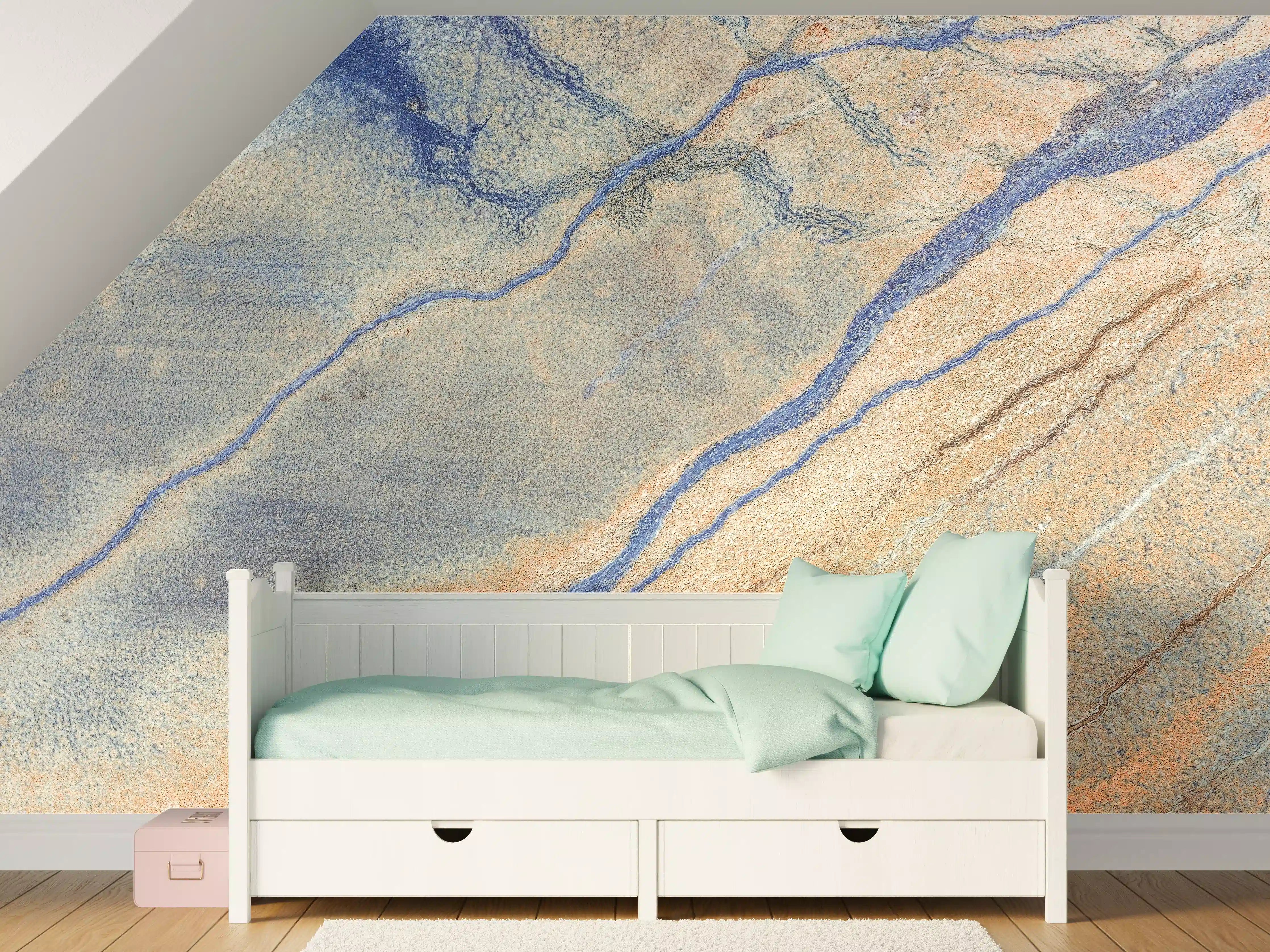Kinderzimmer Wandgestaltung - Blaue Flusslandschaft aus der Luft