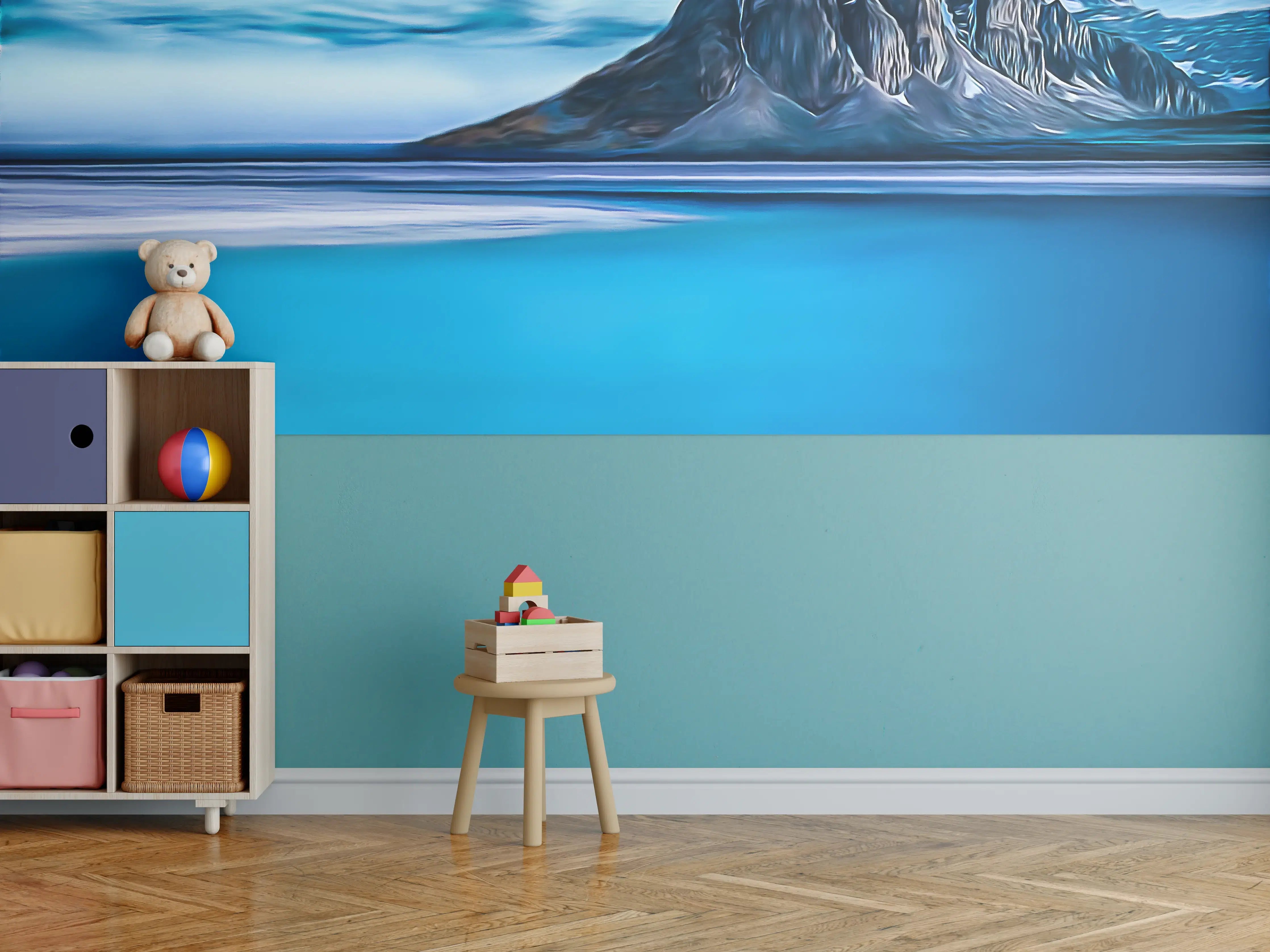 Kinderzimmer Wandgestaltung - Blaue Gletscherlandschaft