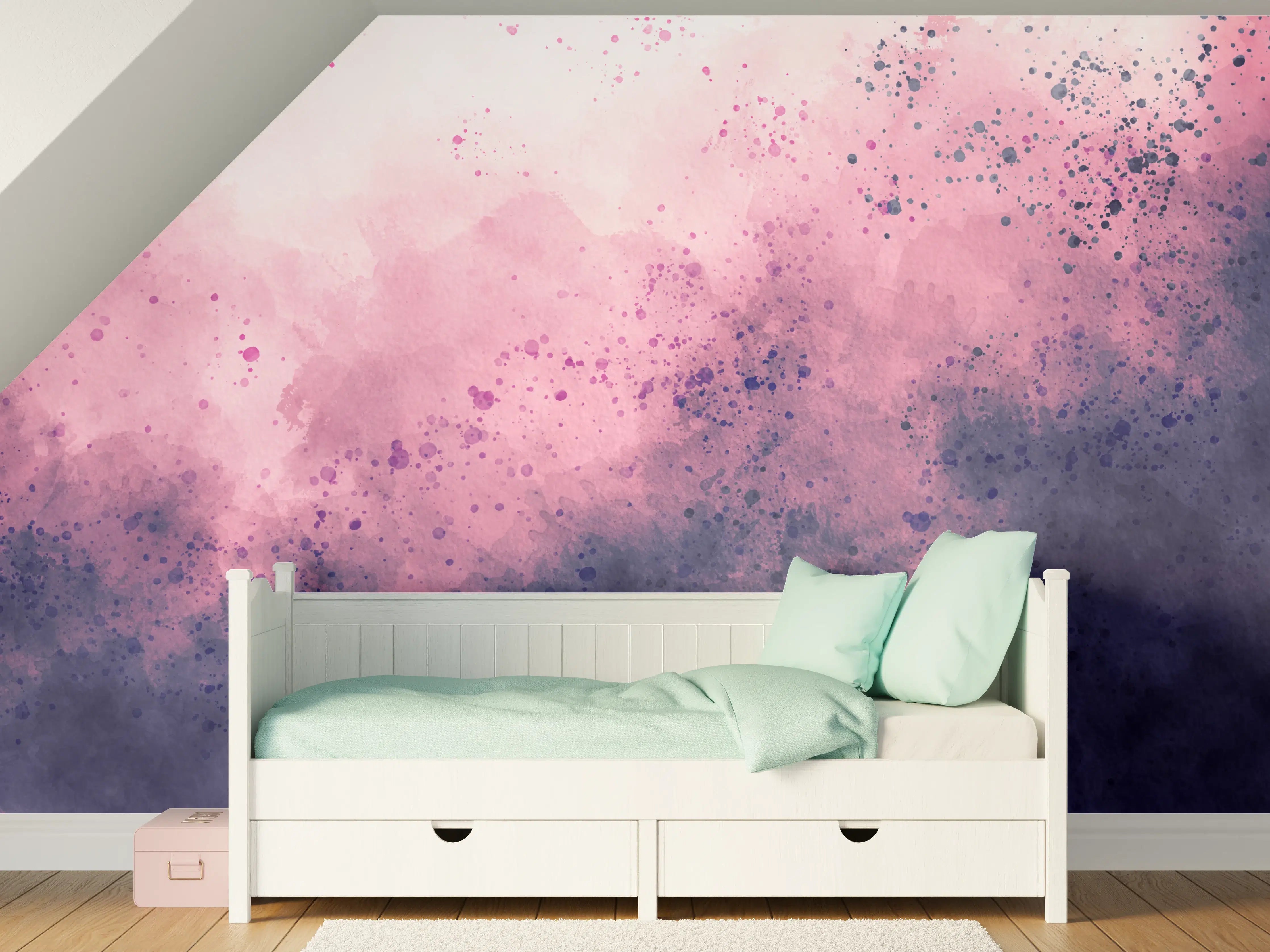 Kinderzimmer Wandgestaltung - Blaue Lila Aquarell Himmel Textur