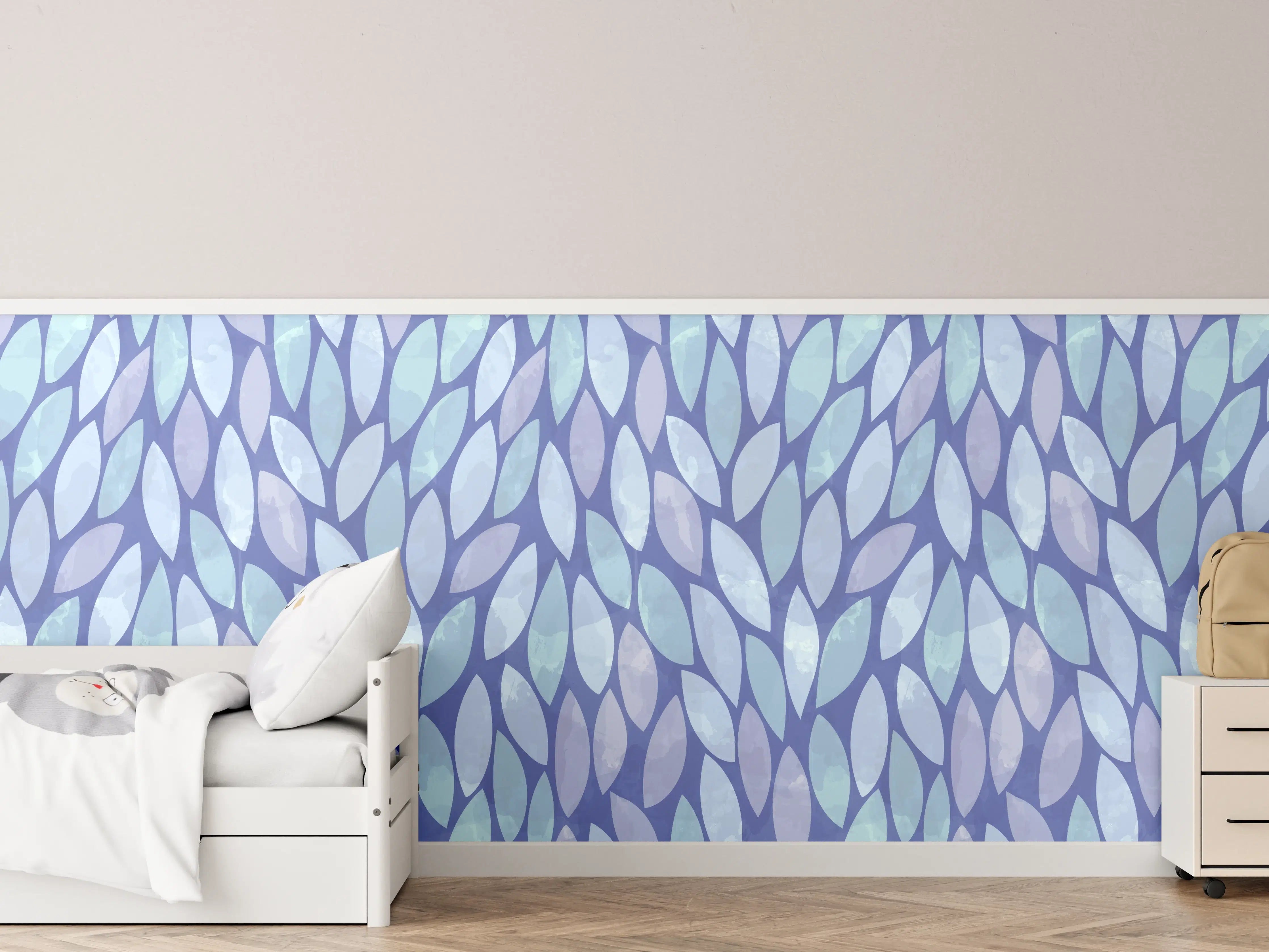 Kinderzimmer Wandgestaltung - Blaue Mosaik-Design mit Wasser-Textur