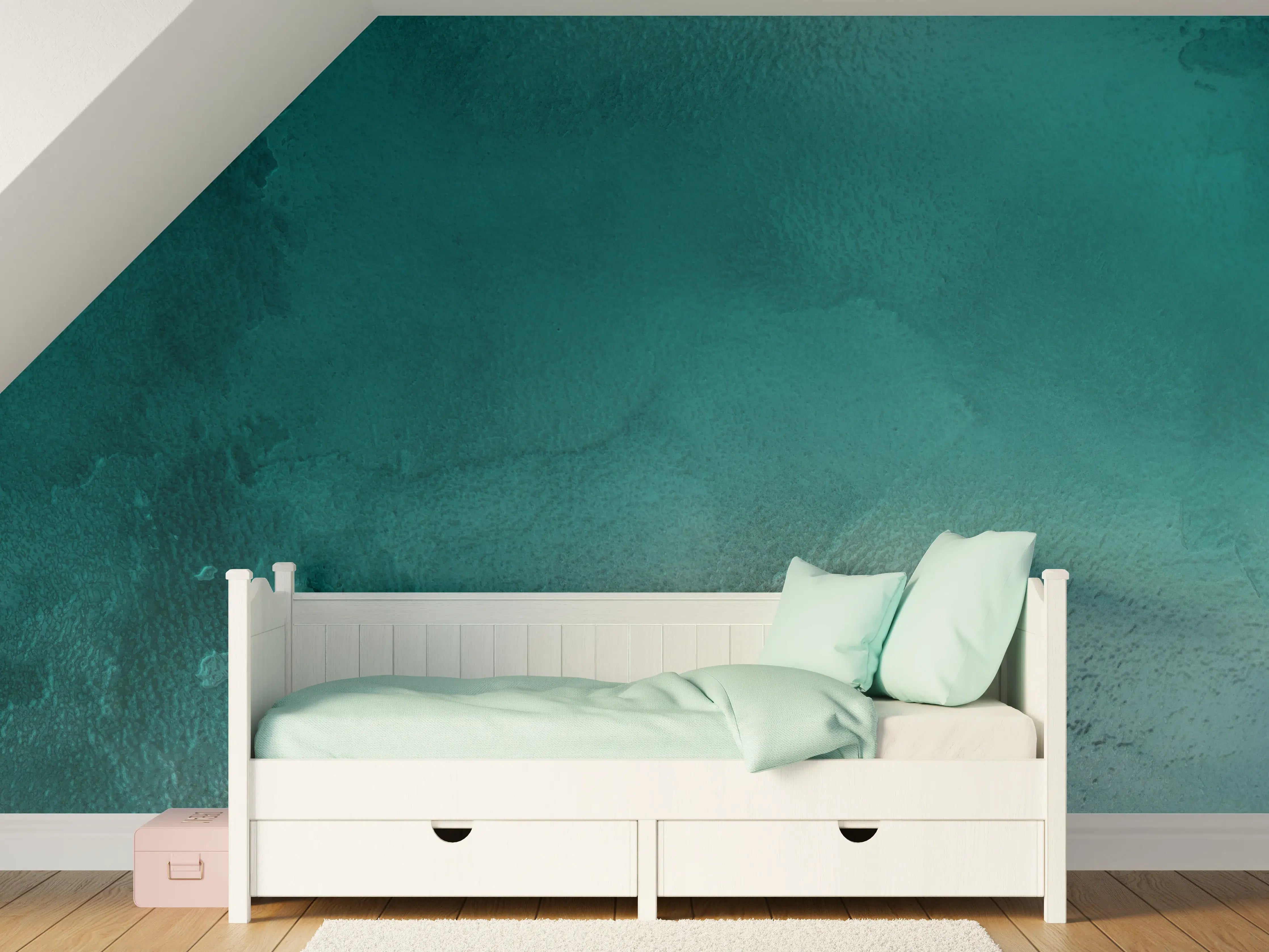 Kinderzimmer Wandgestaltung - Blaue Wasserfarben-Tinte mit Wassertexur