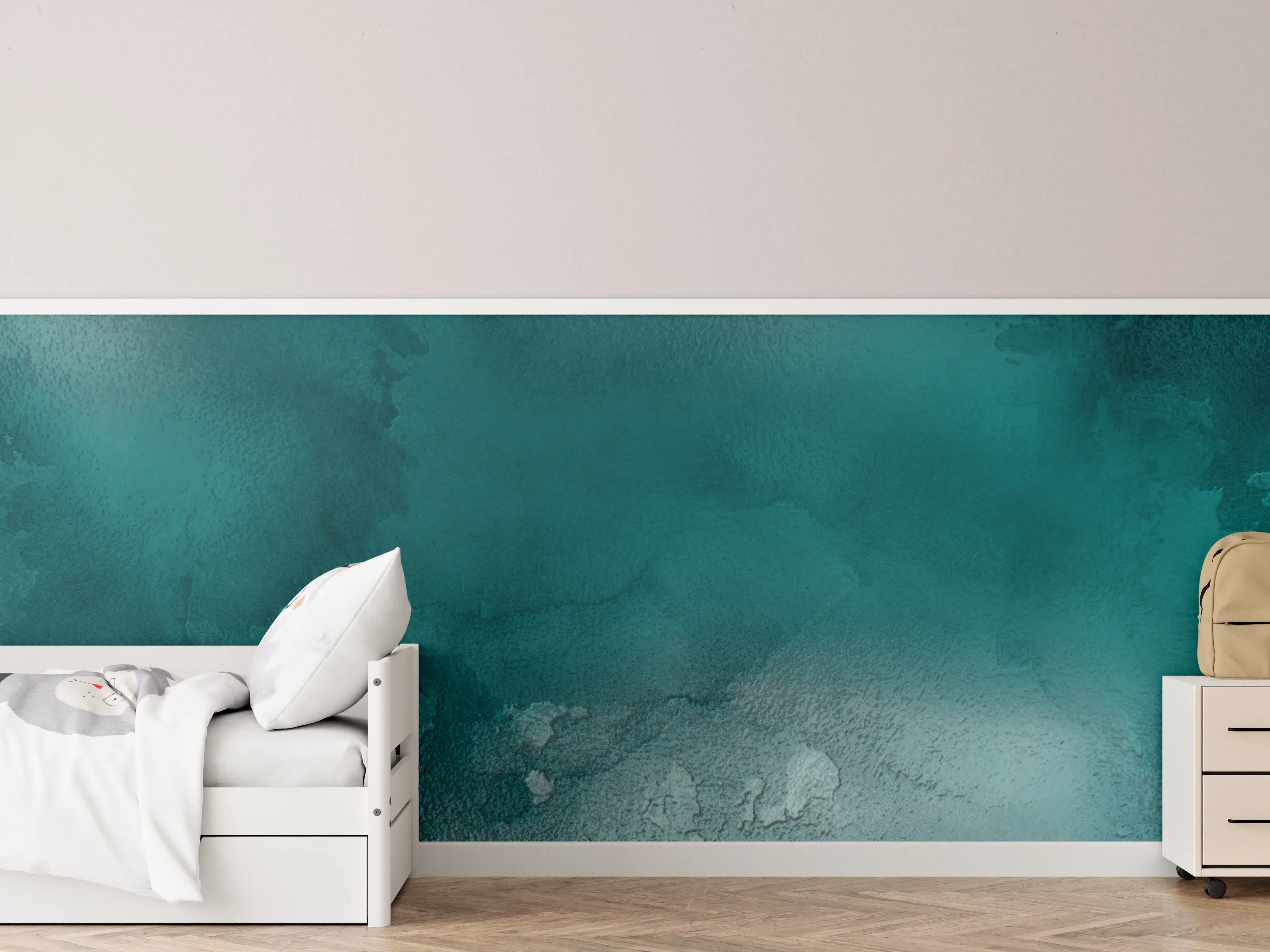 Kinderzimmer Wandgestaltung - Blaue Wasserfarben-Tinte mit Wassertexur