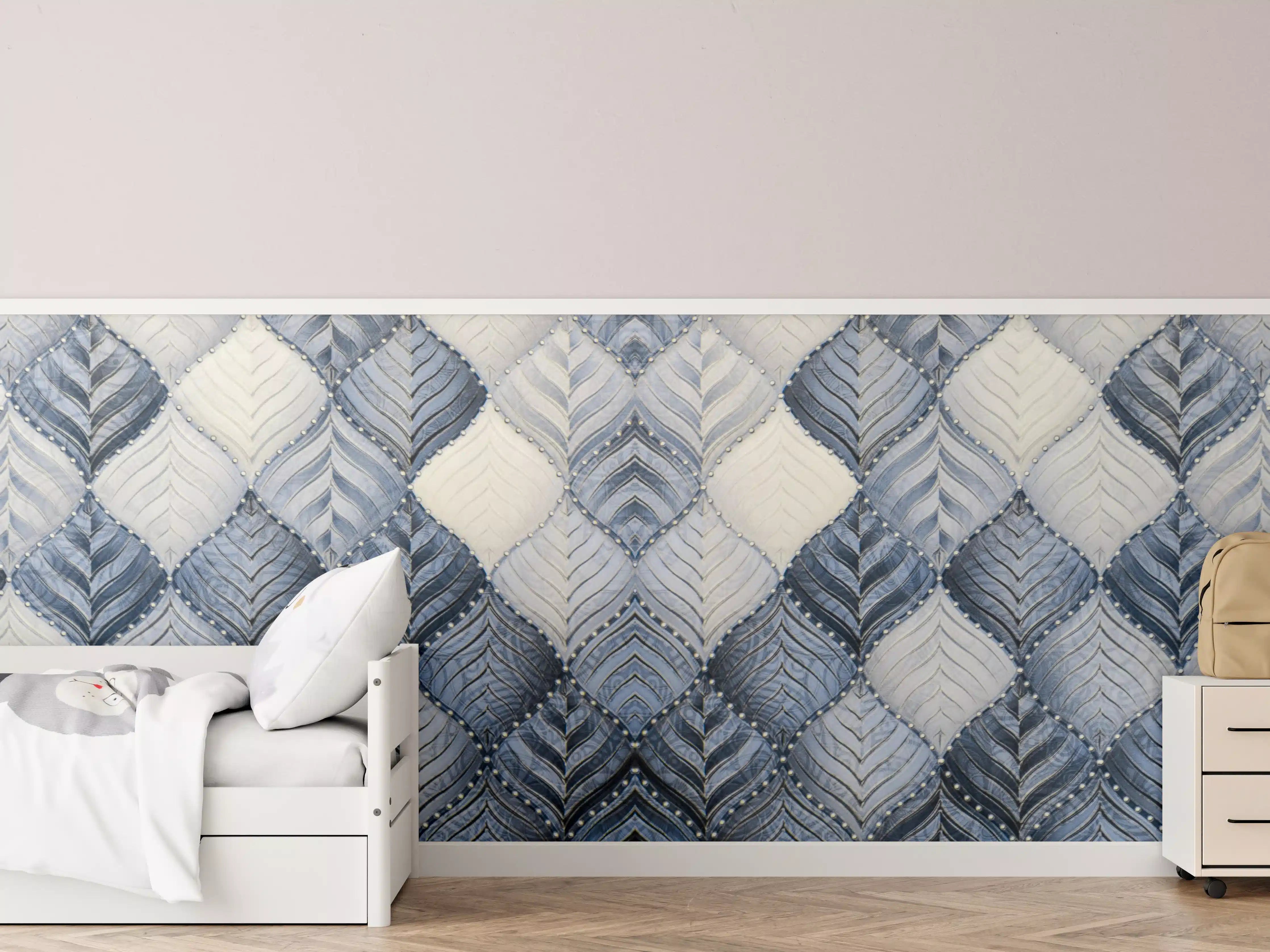 Kinderzimmer Wandgestaltung - Blaue und Weiße Quilt-Textur