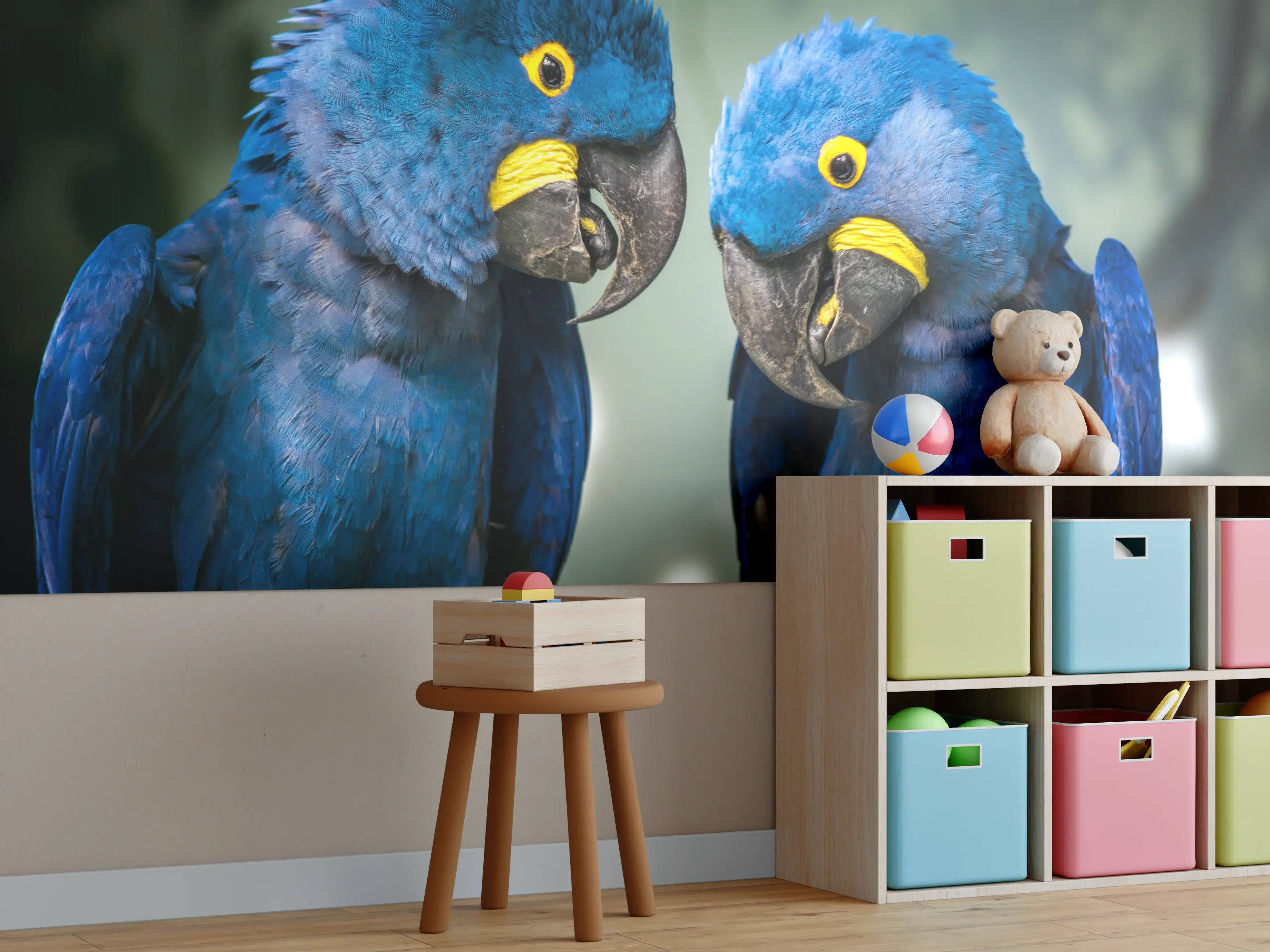Kinderzimmer Wandgestaltung - Blauer Gelbschwarzer Ara