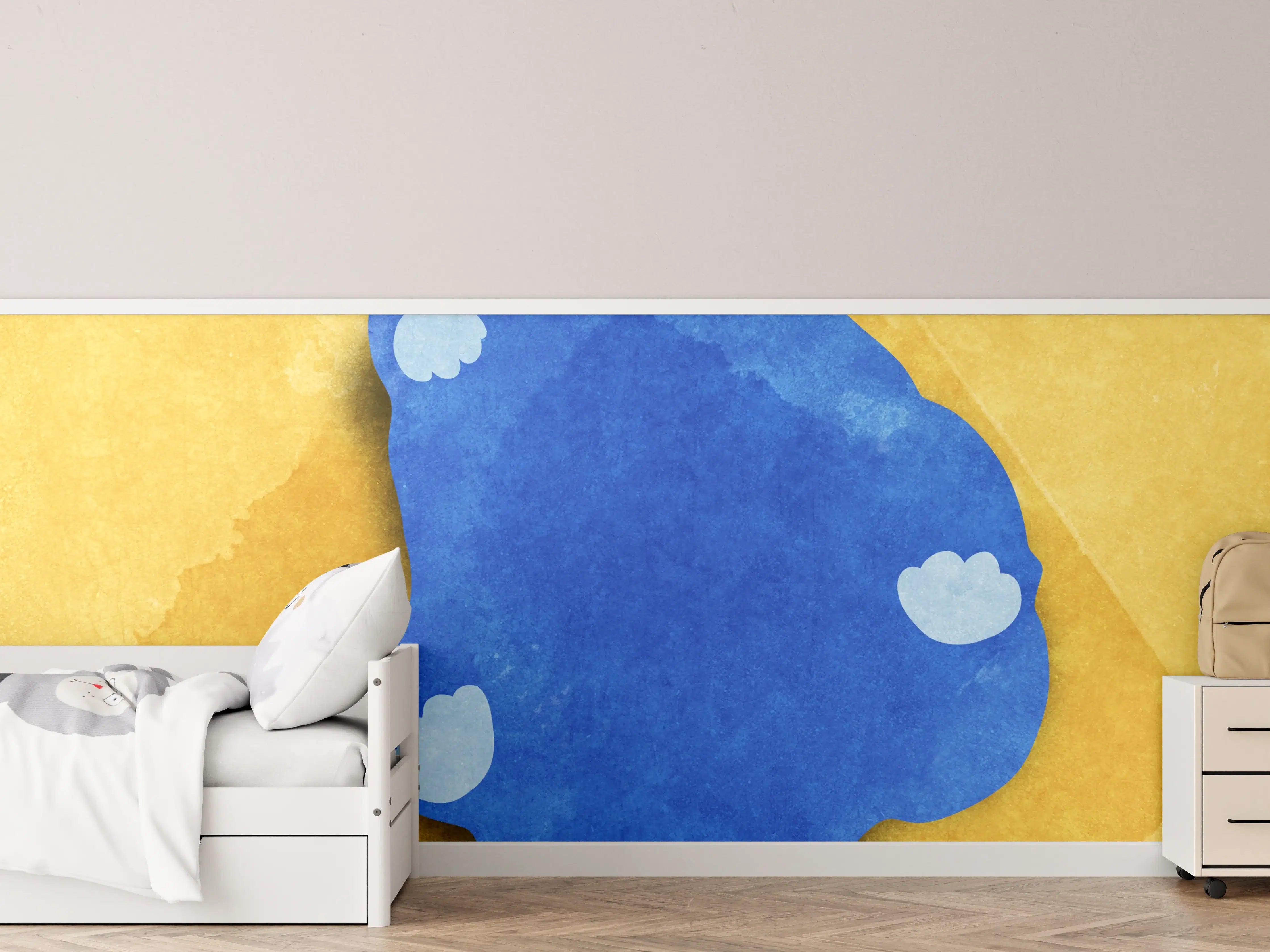 Kinderzimmer Wandgestaltung - Blauer Lustiger Katzen-Print