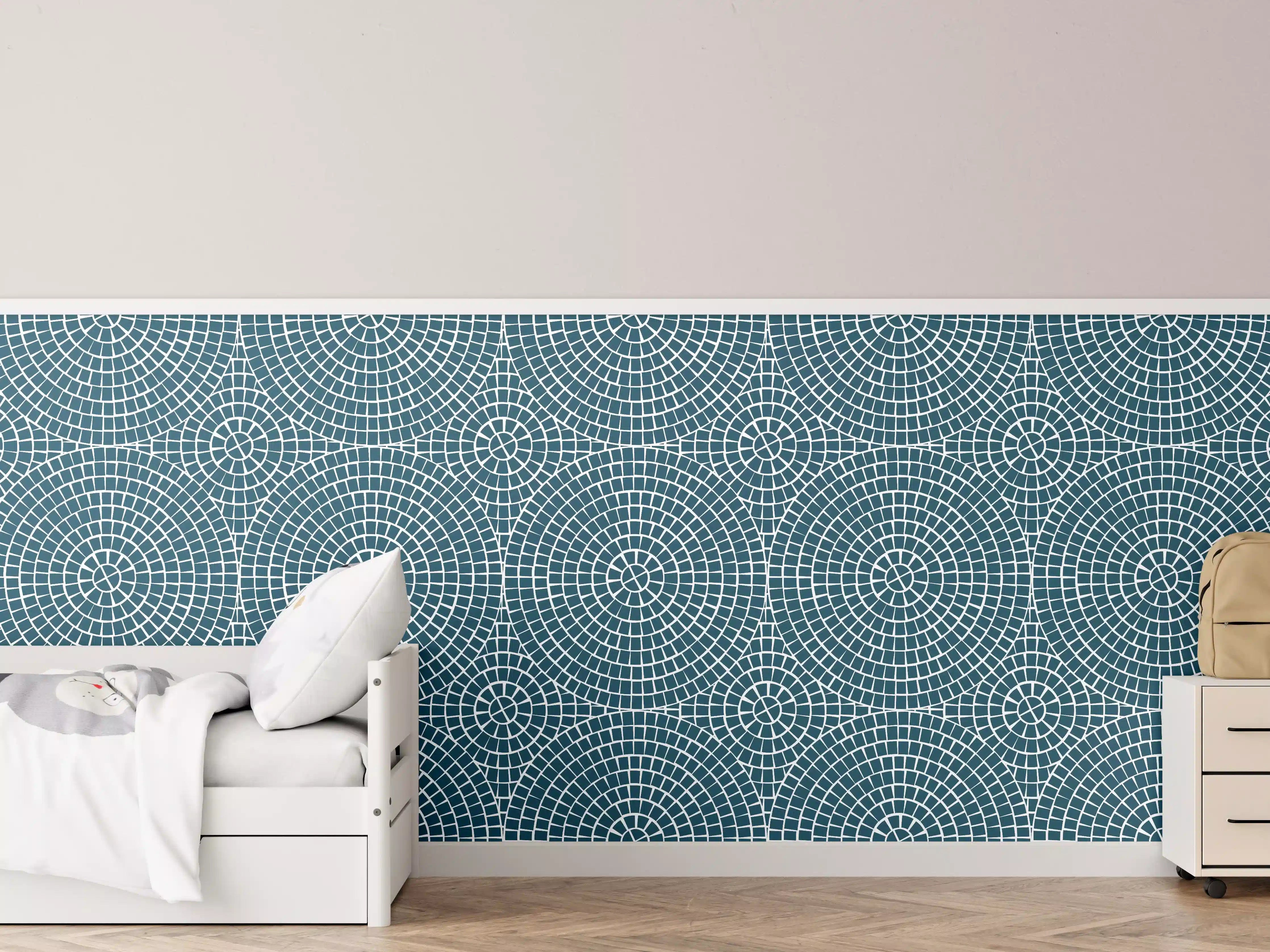Kinderzimmer Wandgestaltung - Blauer Mosaikfliesen-Design