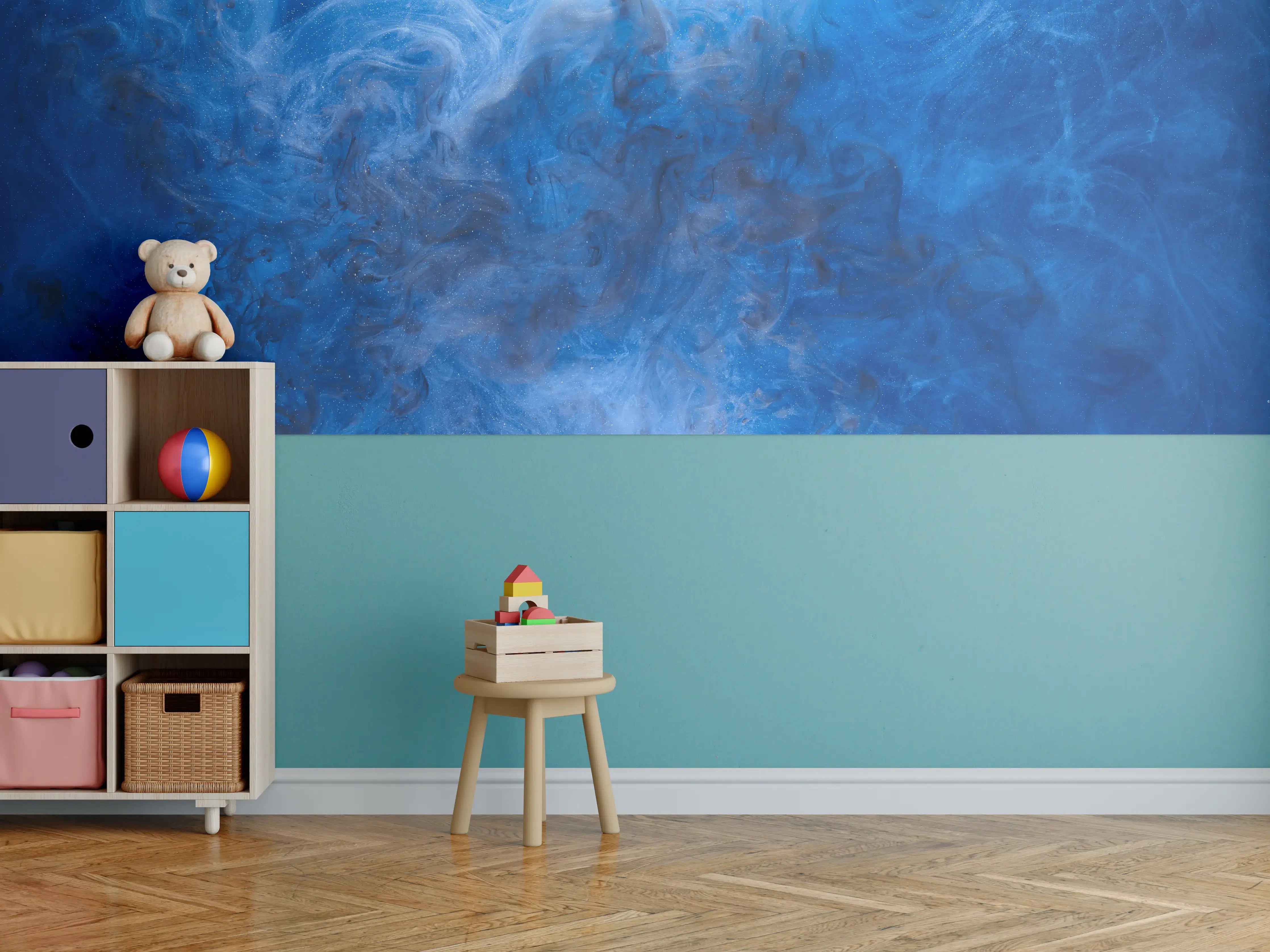 Kinderzimmer Wandgestaltung - Blauer Rauch