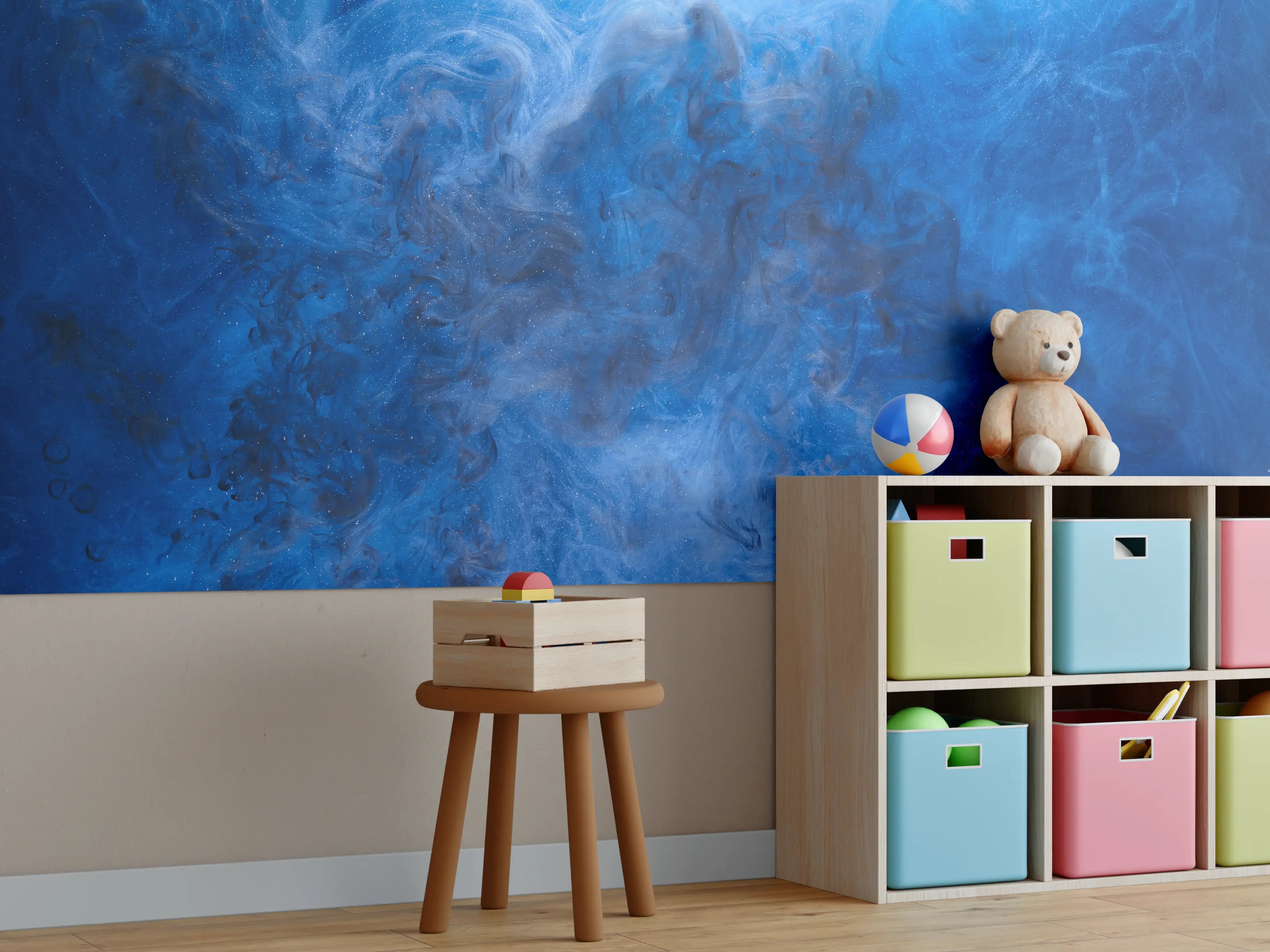 Kinderzimmer Wandgestaltung - Blauer Rauch