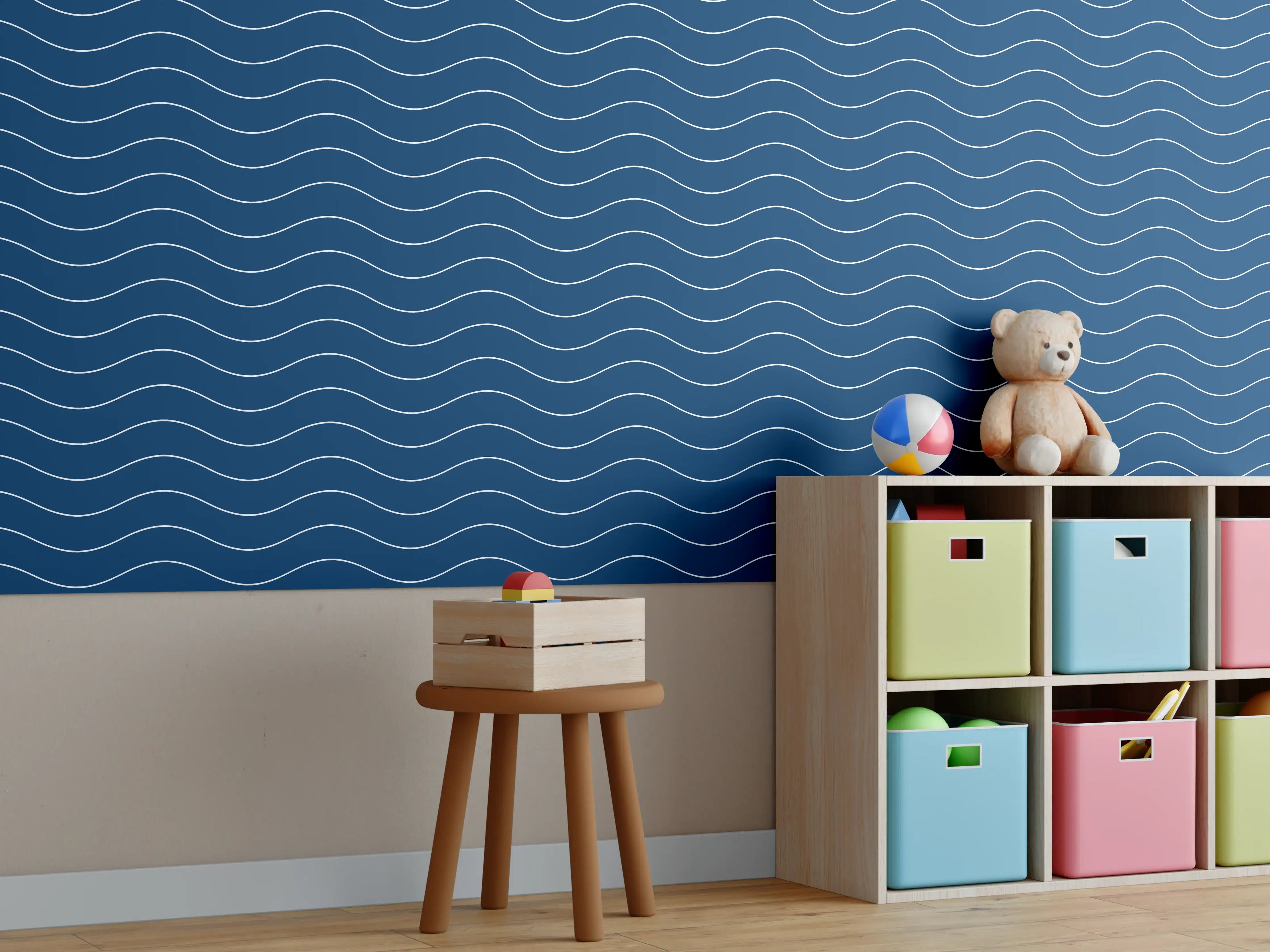Kinderzimmer Wandgestaltung - Blauer Wasser-Wandbild