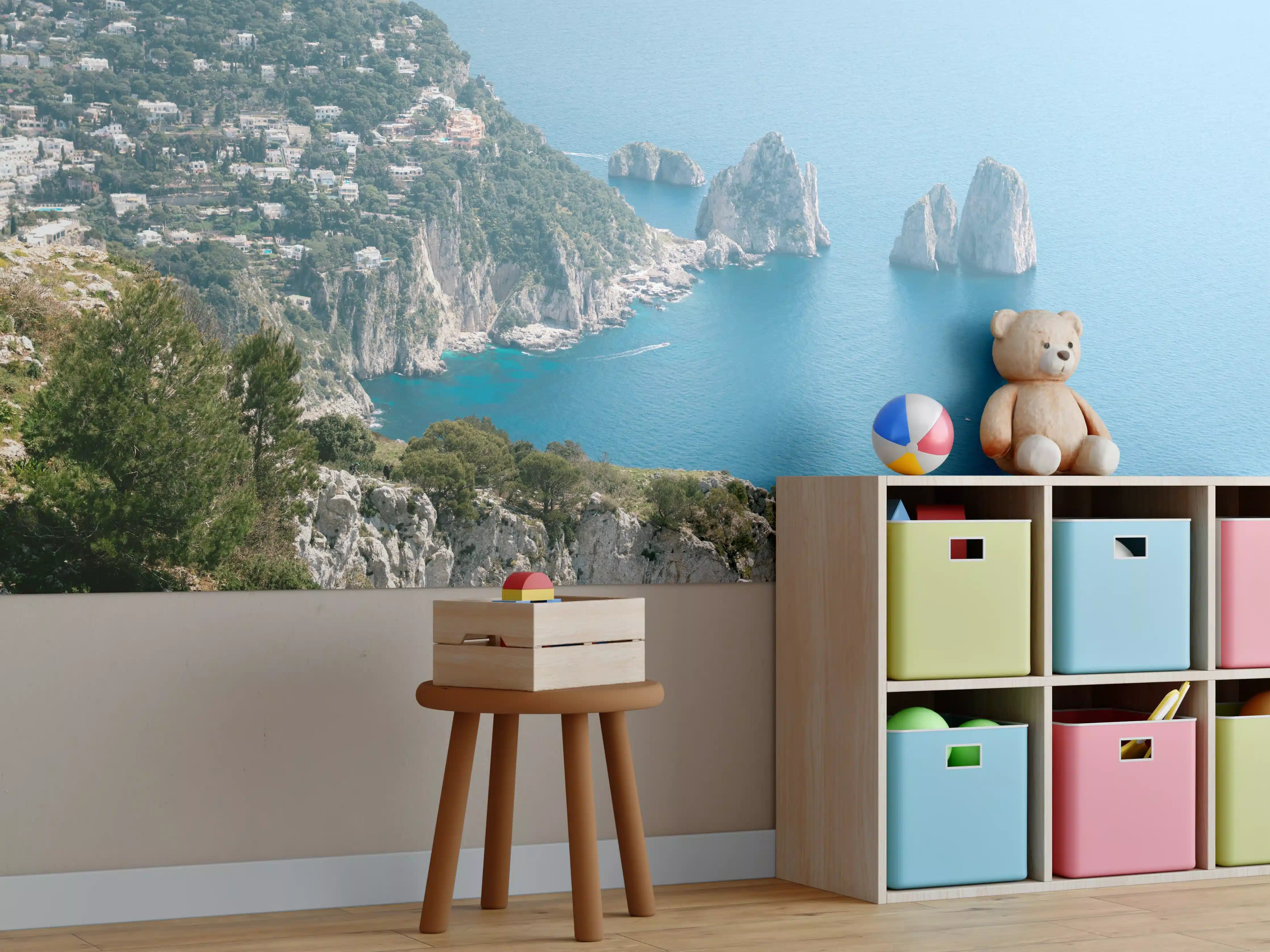 Kinderzimmer Wandgestaltung - Blaues Meer an Italiens Küste