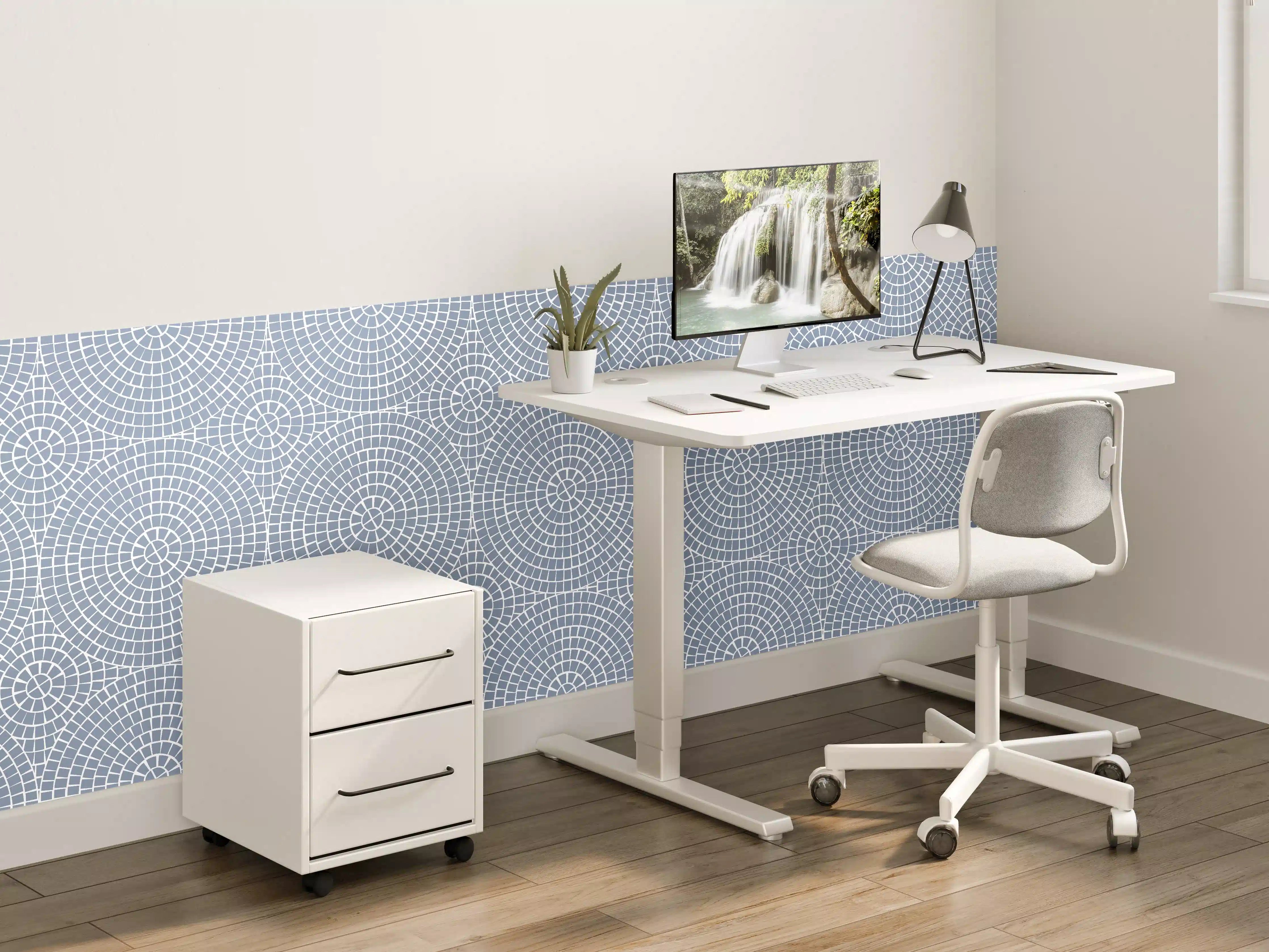 Kinderzimmer Wandgestaltung - Blaues Mosaik-Design