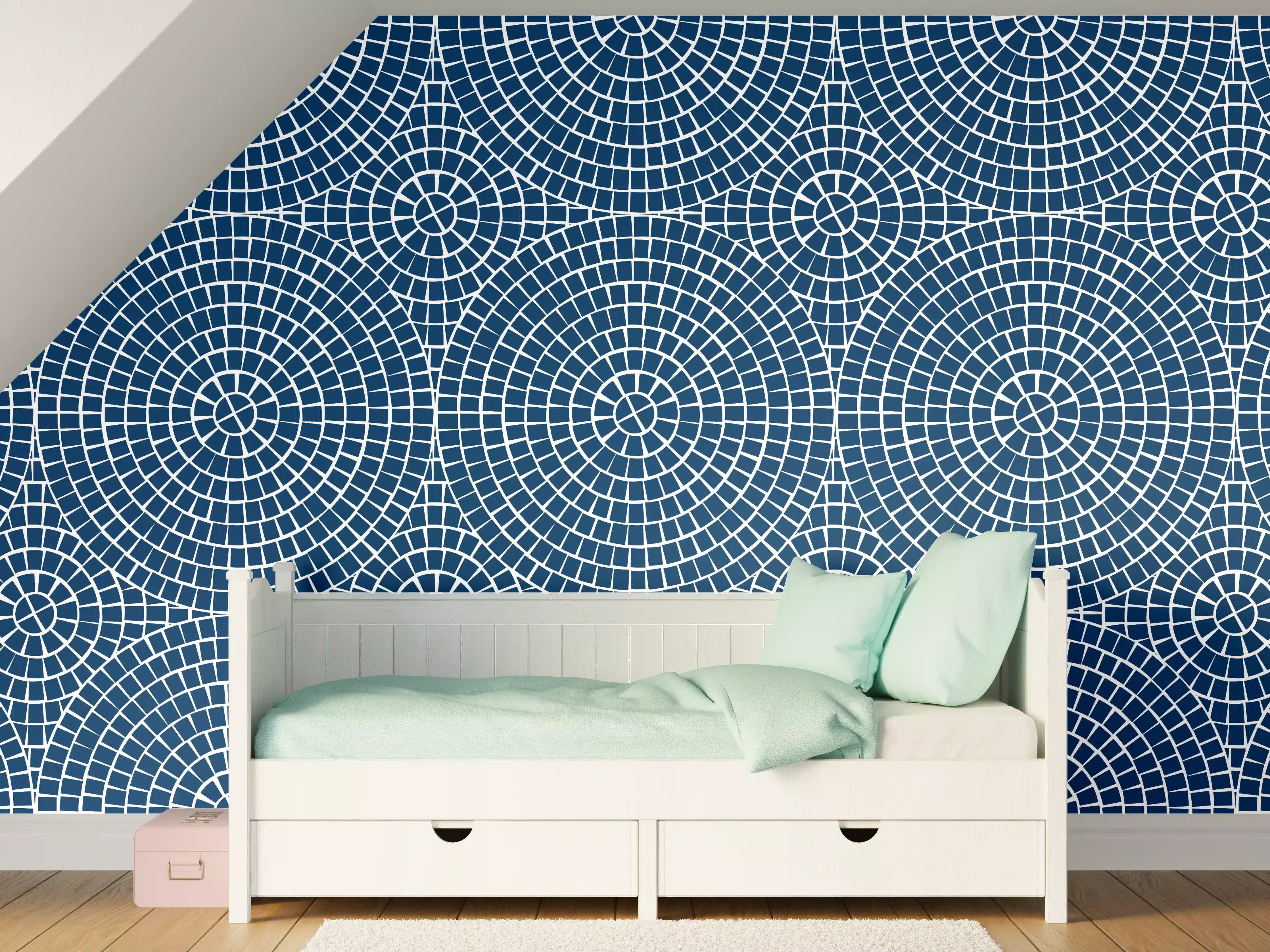 Kinderzimmer Wandgestaltung - Blaues Mosaik mit moderner Atmosphäre