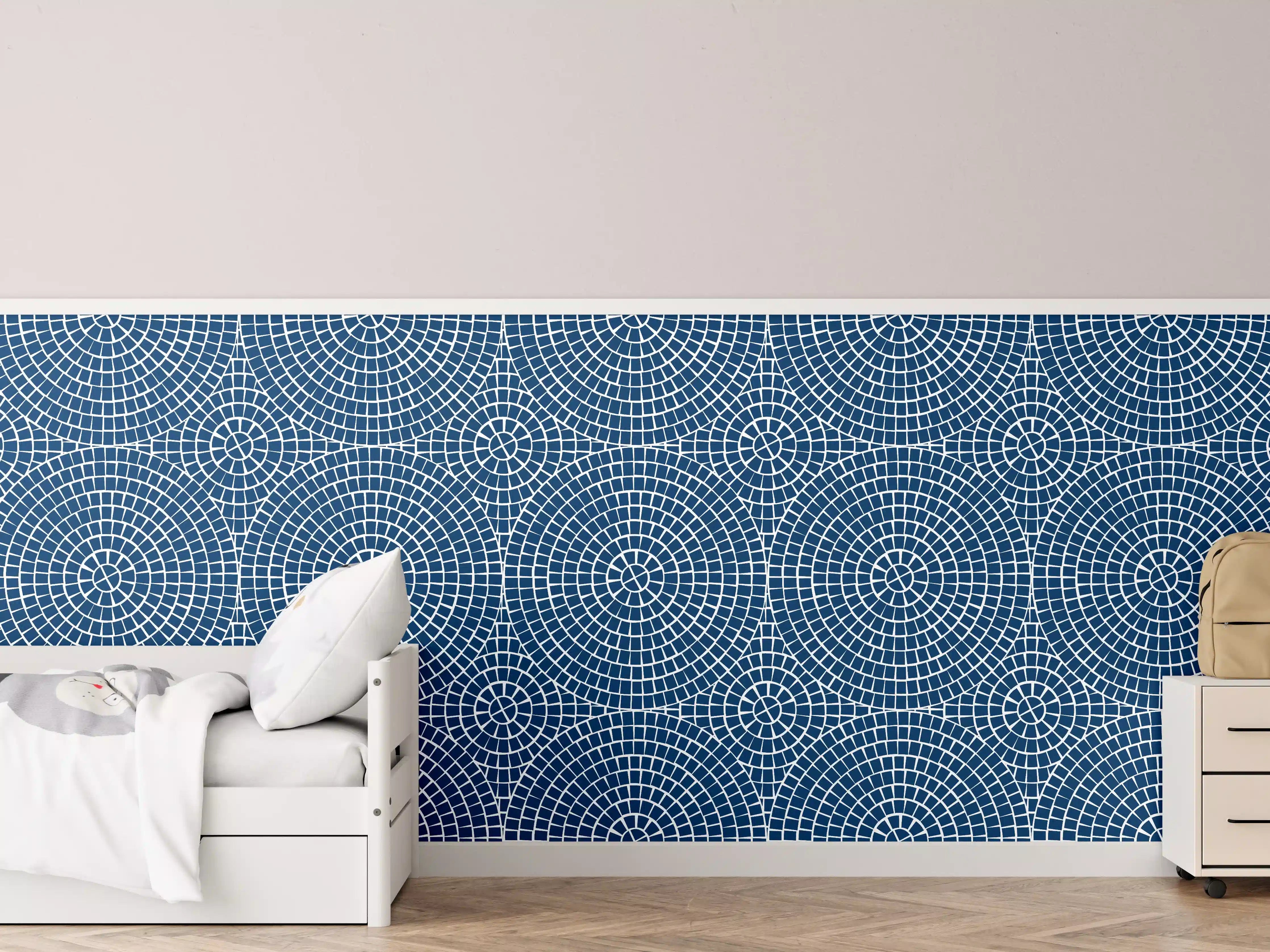 Kinderzimmer Wandgestaltung - Blaues Mosaik mit moderner Atmosphäre