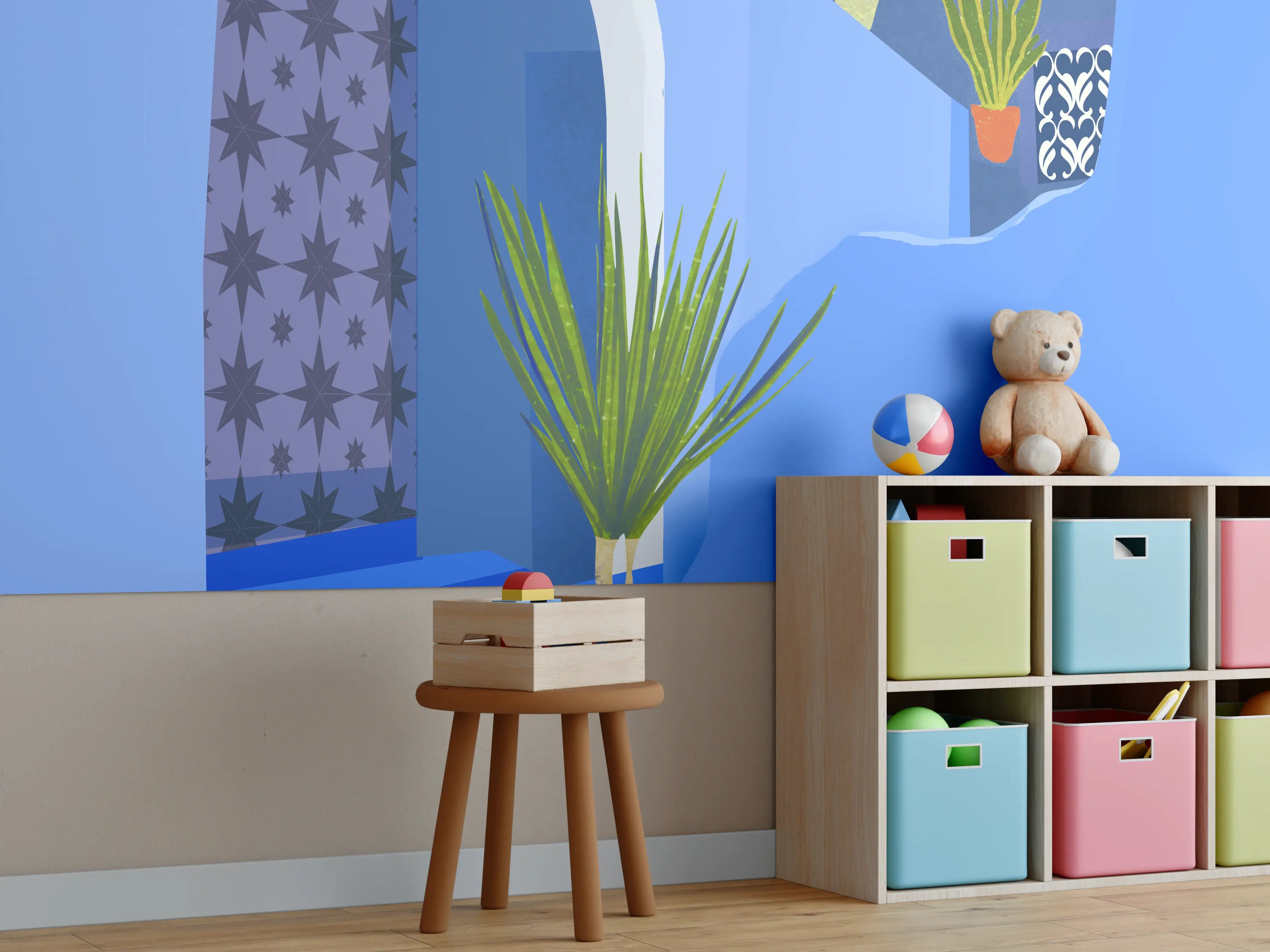 Kinderzimmer Wandgestaltung - Blaugetöntes Marokko Poster