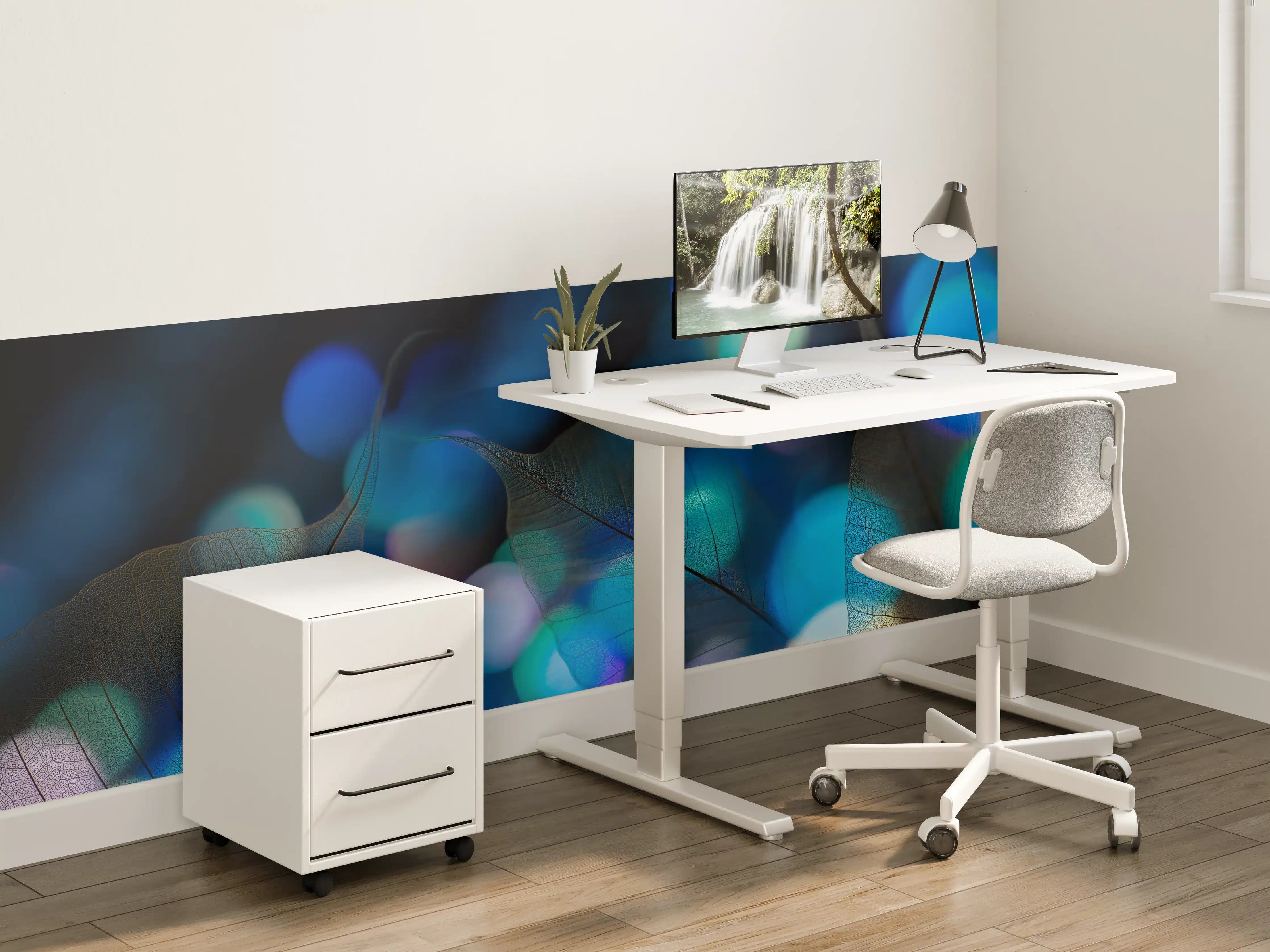 Kinderzimmer Wandgestaltung - Blaugrün Lichtspiel Blatttextur