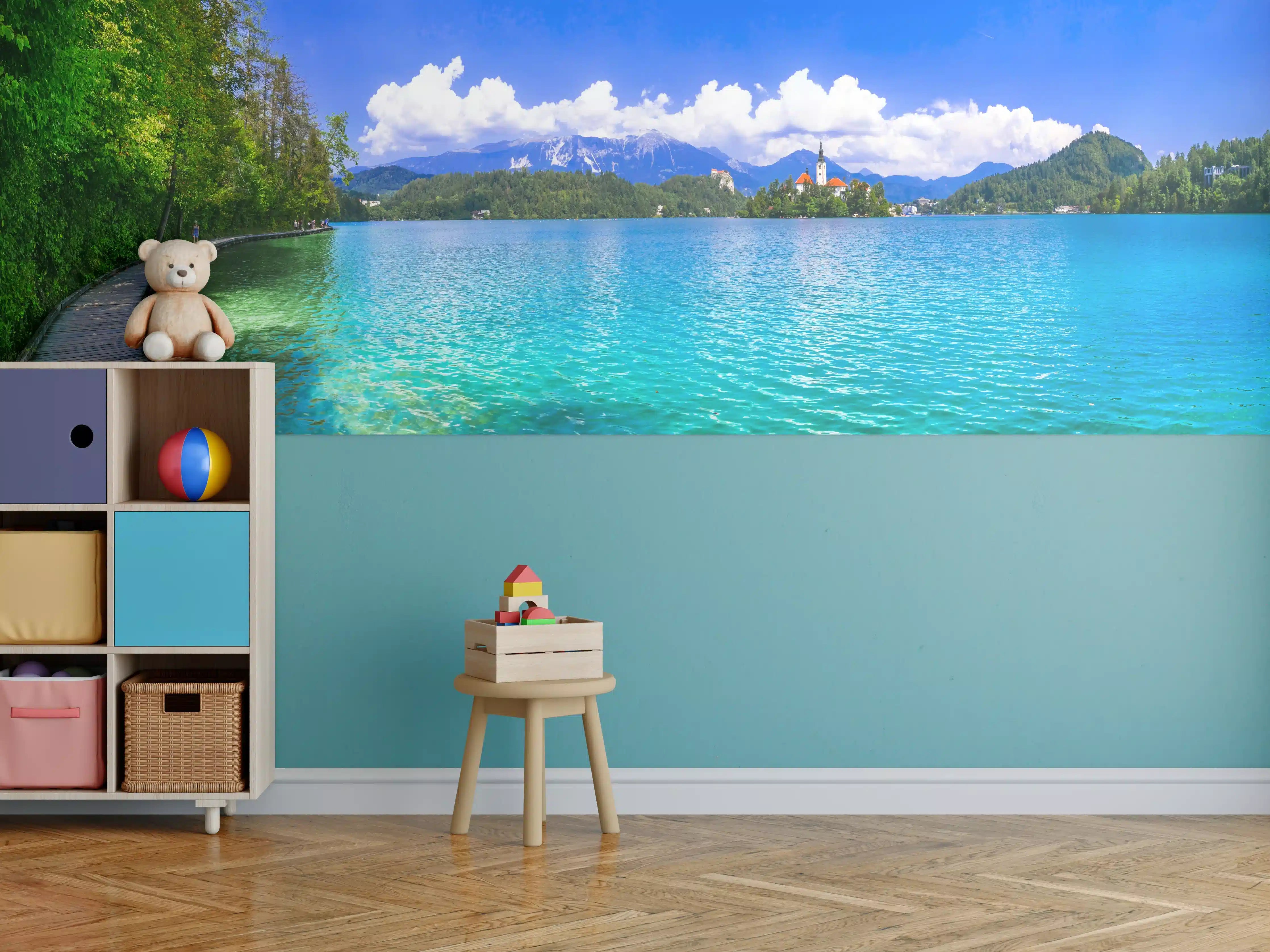 Kinderzimmer Wandgestaltung - Bleder See in Slowenien 1