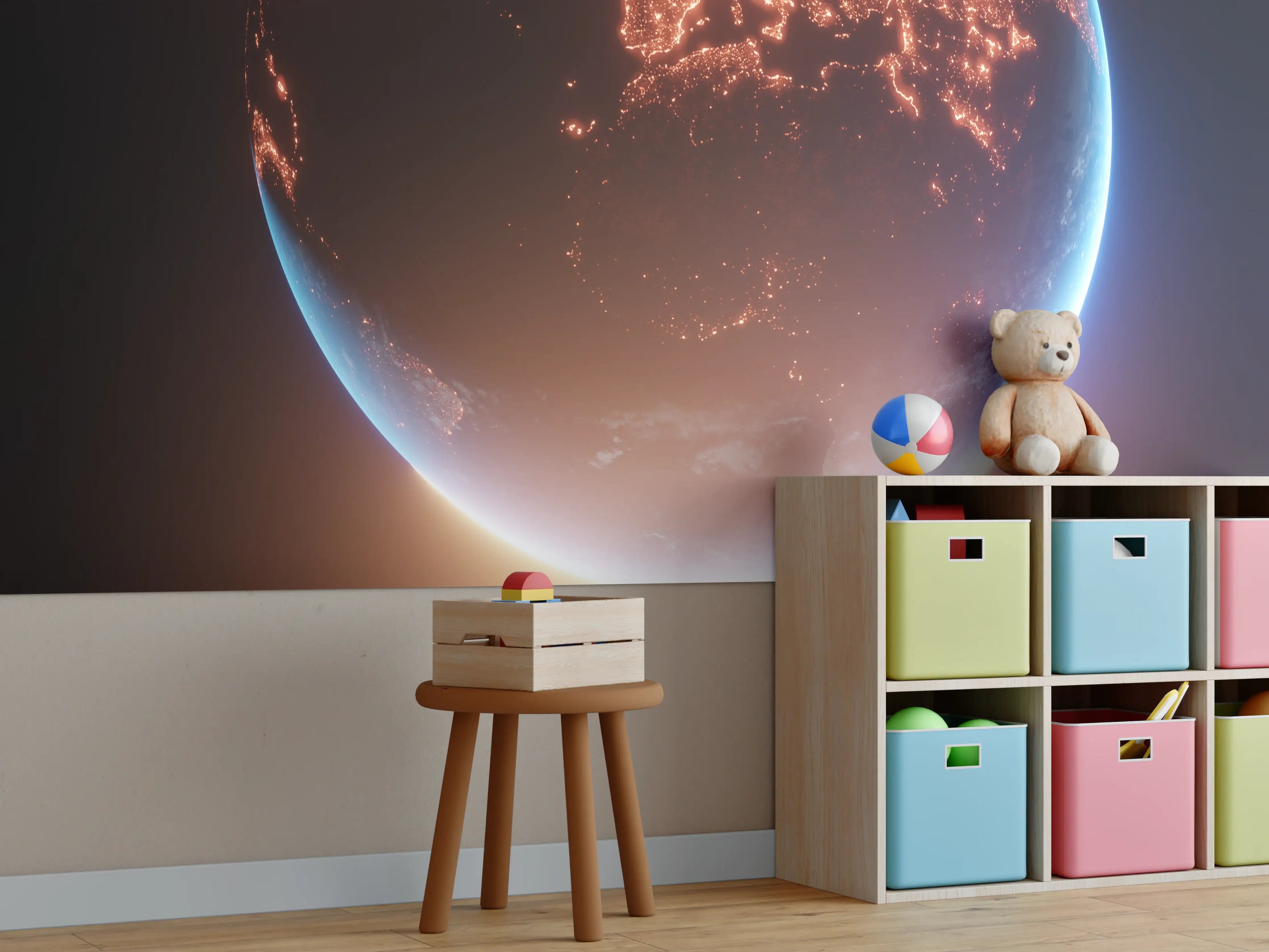Kinderzimmer Wandgestaltung - Blick auf Planeten