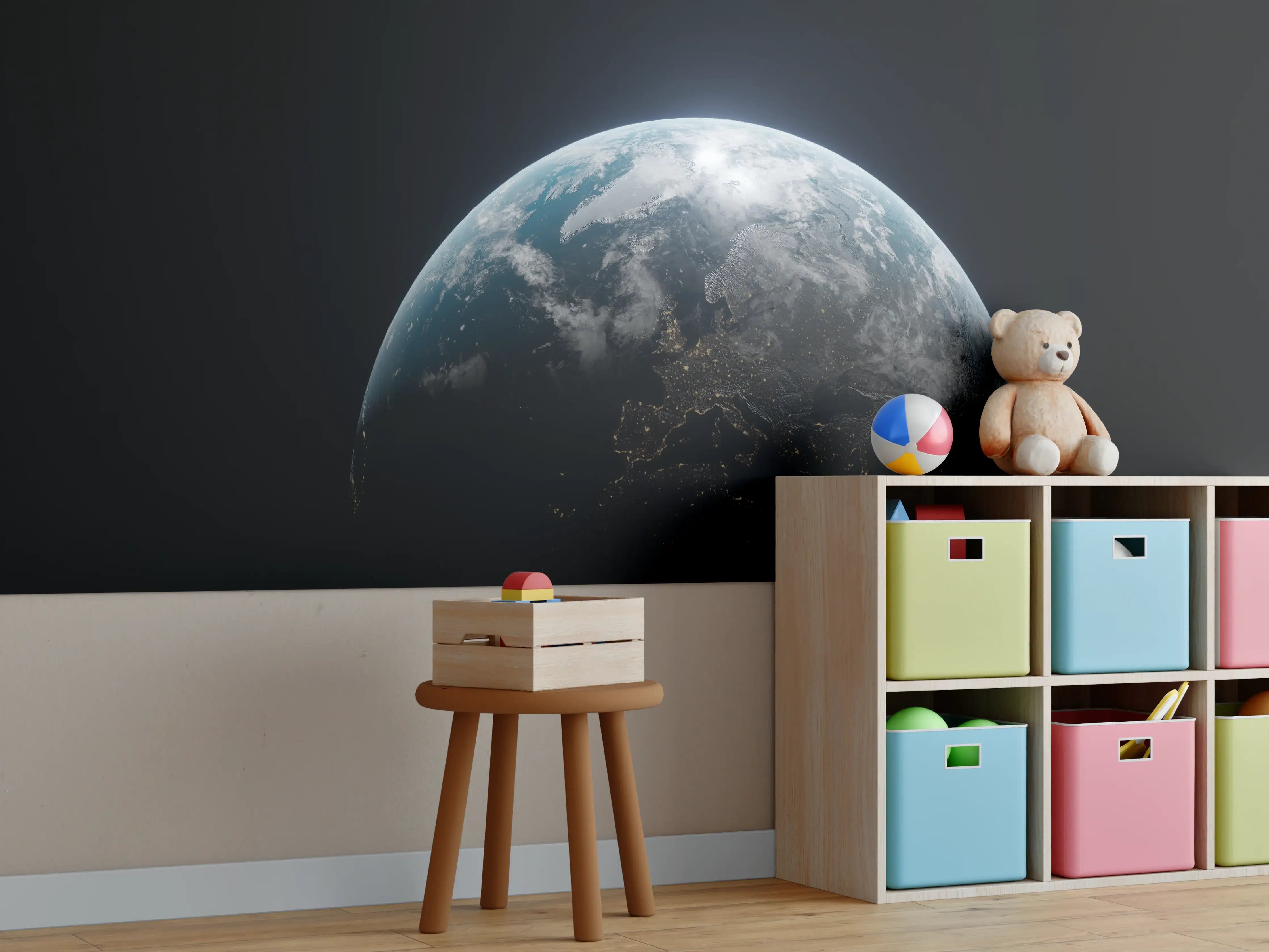 Kinderzimmer Wandgestaltung - Blick auf die Erde