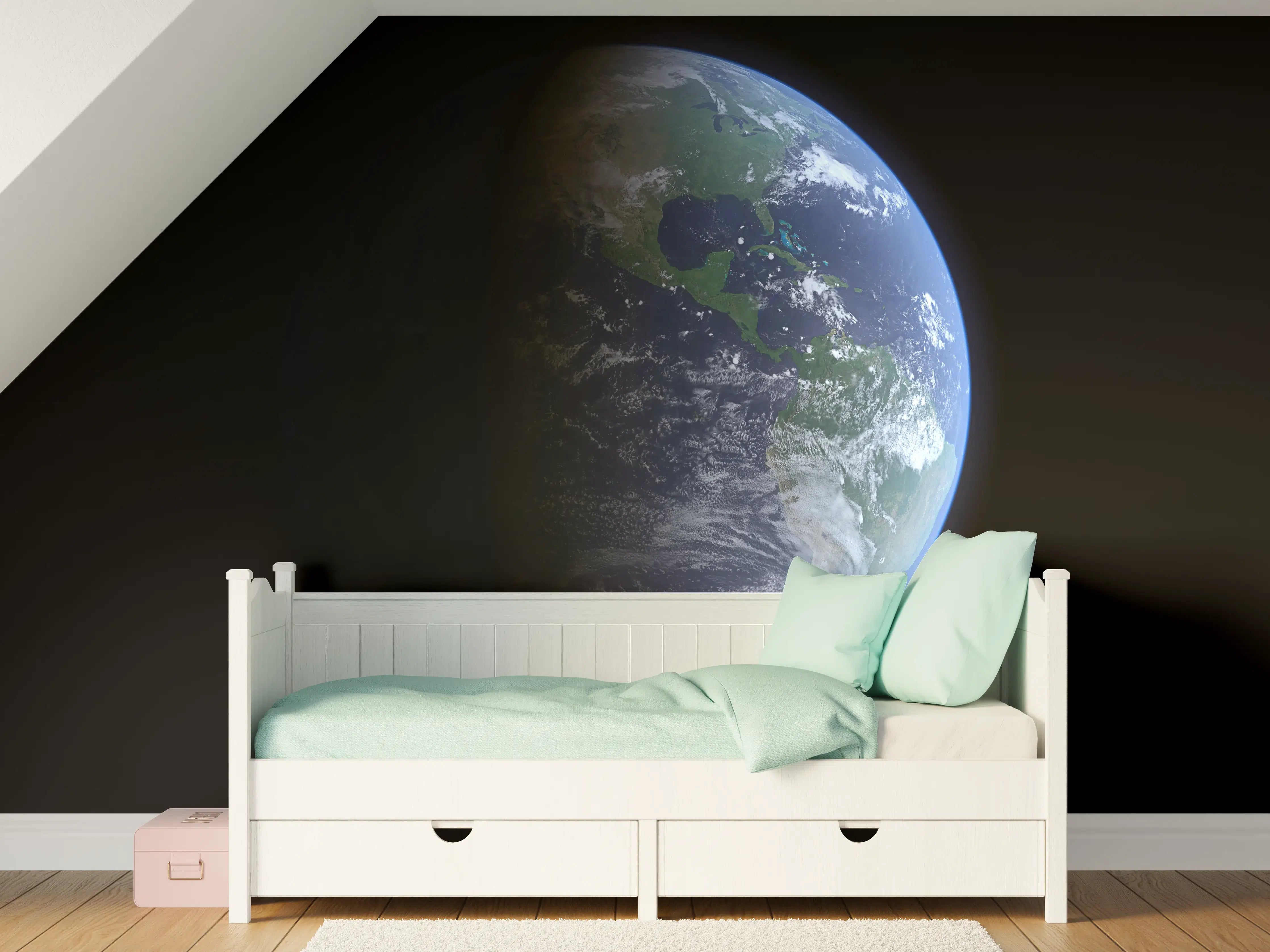 Kinderzimmer Wandgestaltung - Blick auf die Erde vom Weltall