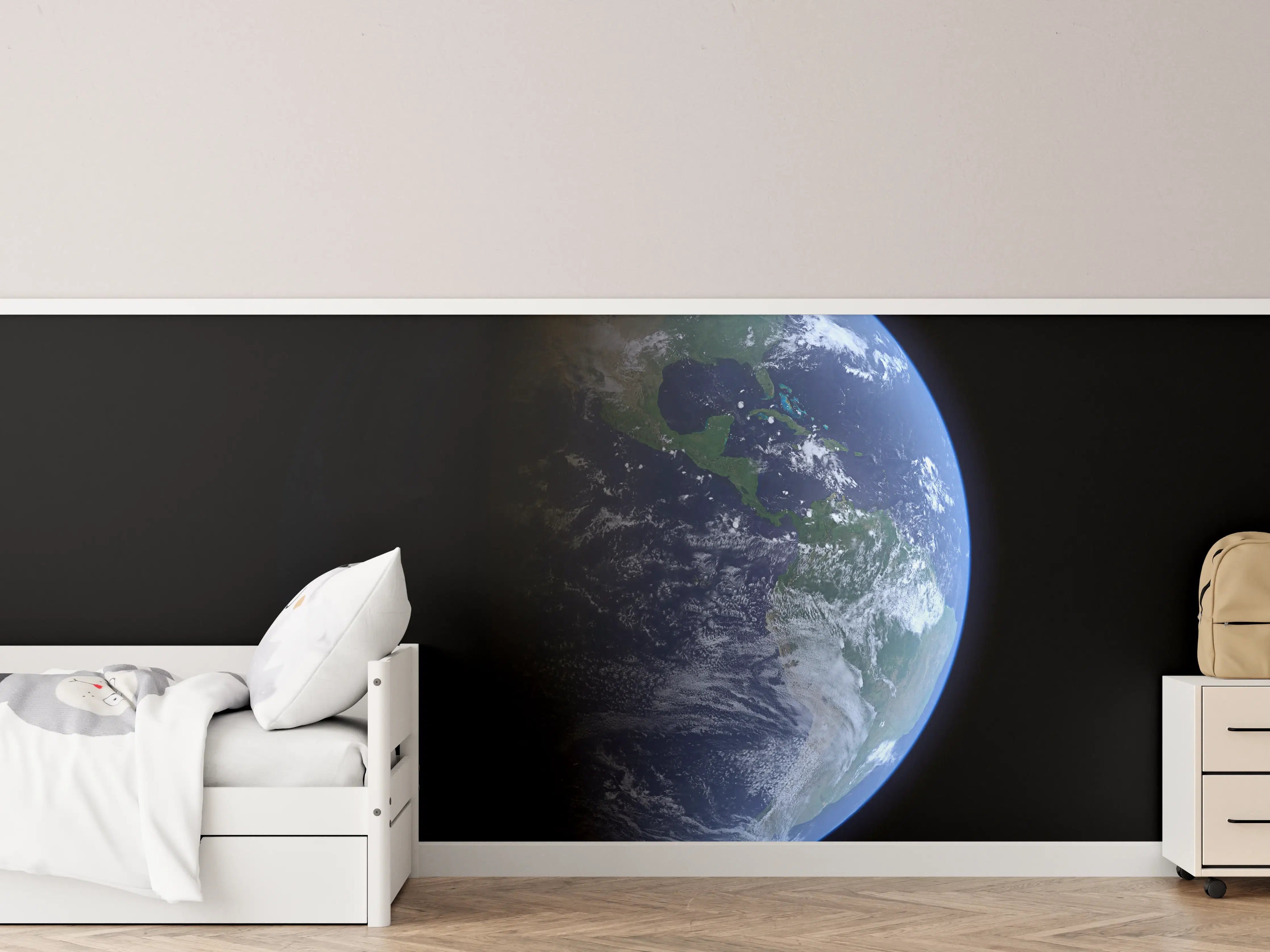 Kinderzimmer Wandgestaltung - Blick auf die Erde vom Weltall