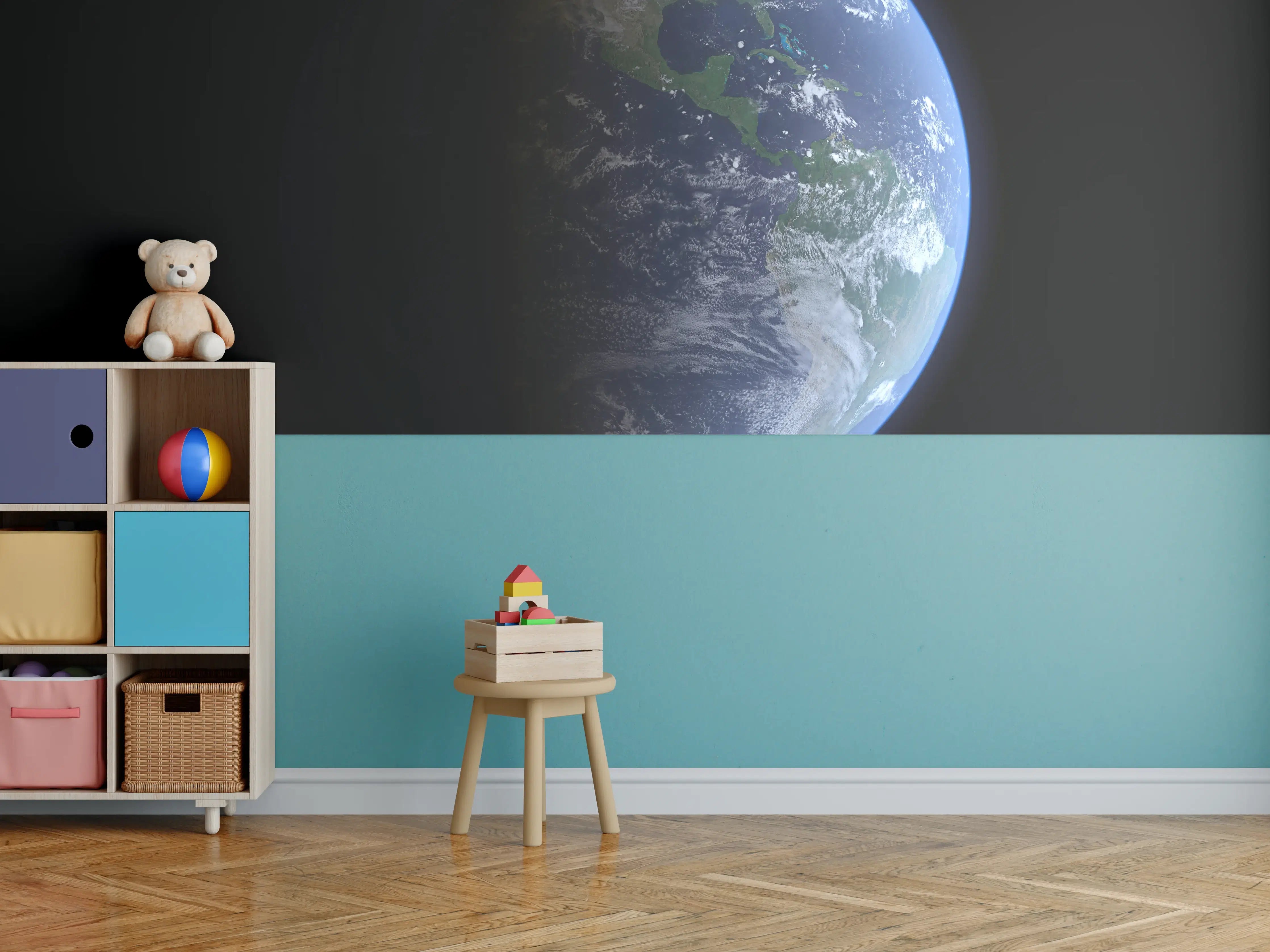 Kinderzimmer Wandgestaltung - Blick auf die Erde vom Weltall
