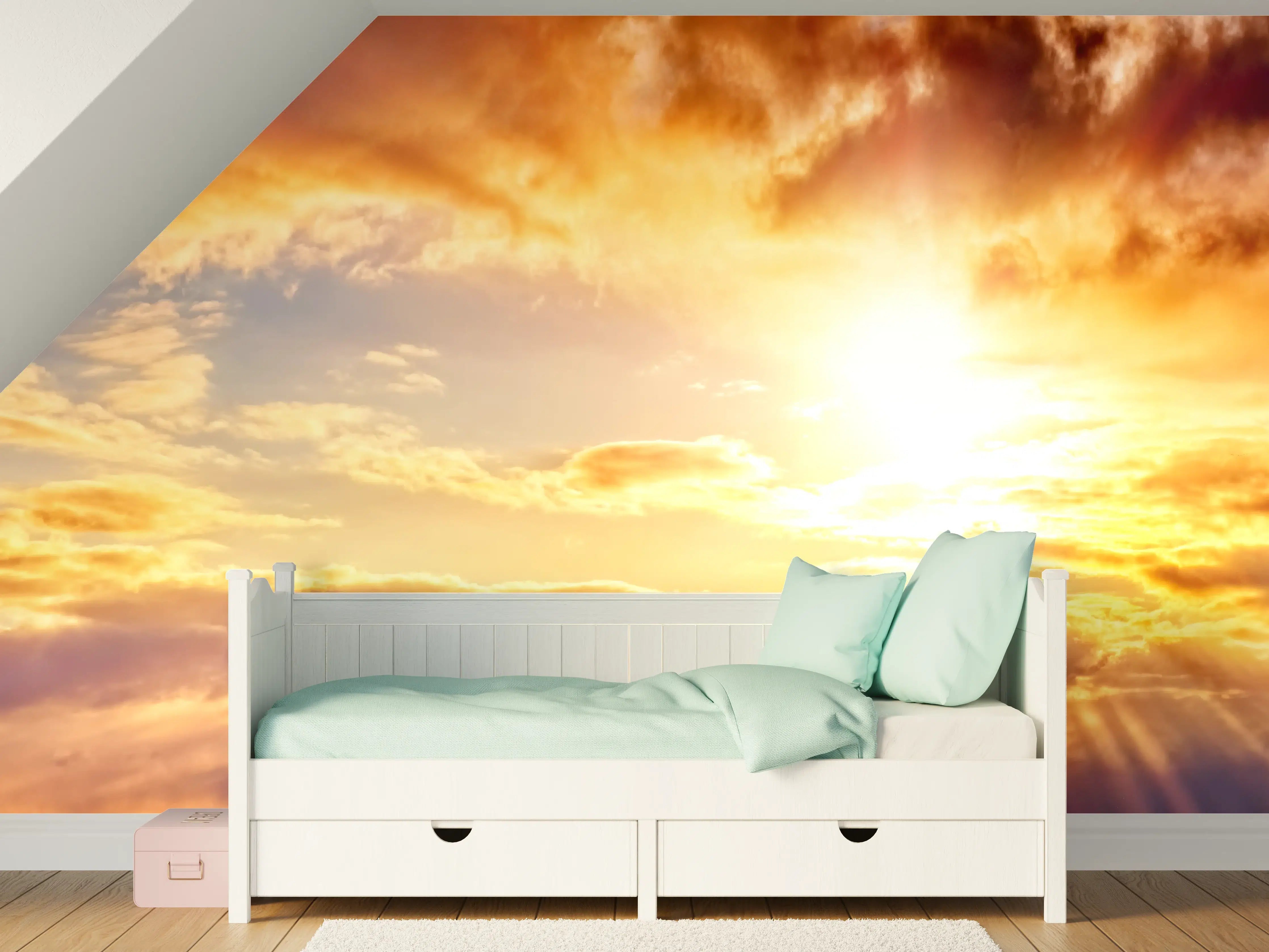 Kinderzimmer Wandgestaltung - Blick zum schönen Sonnenuntergang