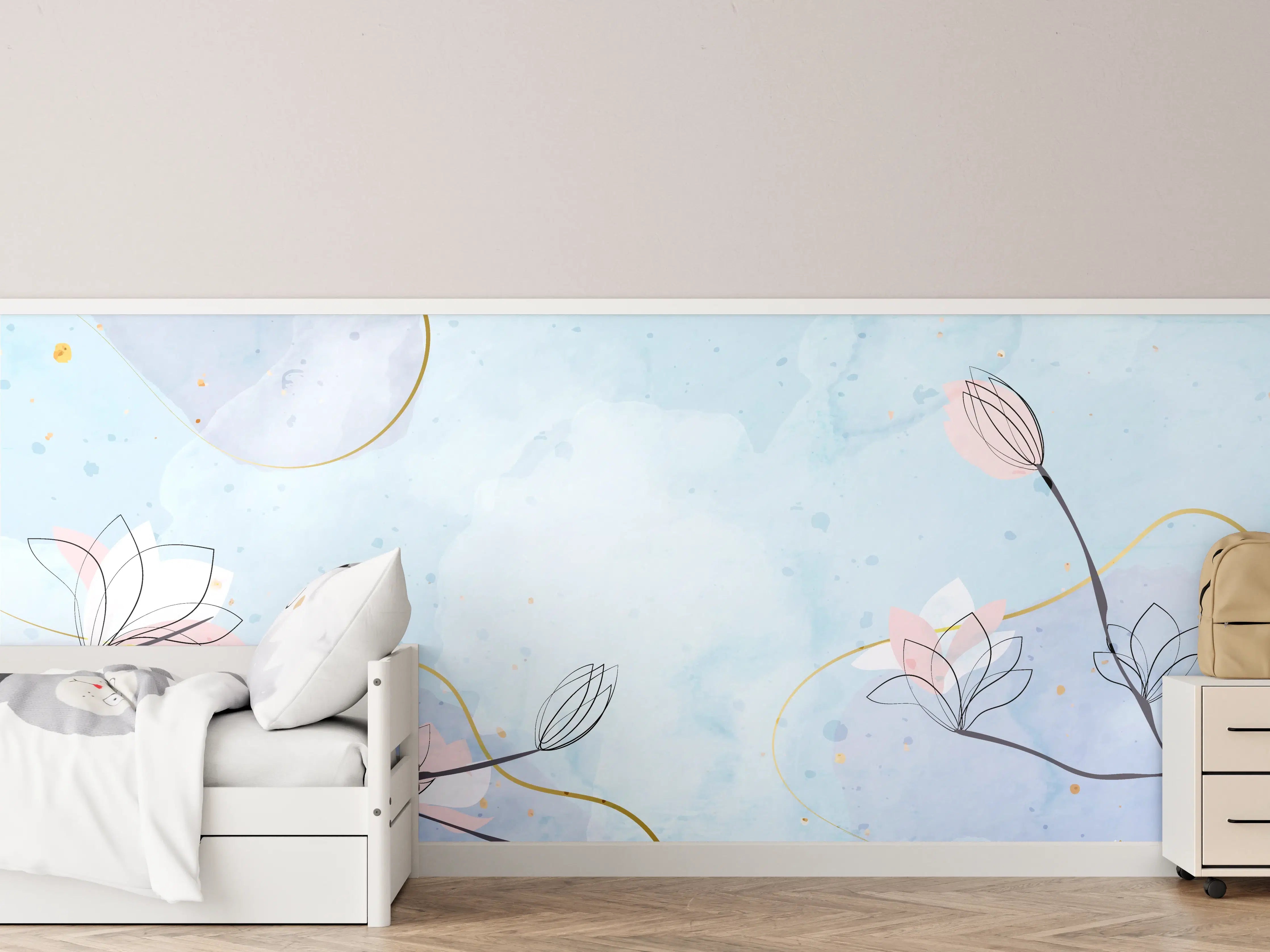 Kinderzimmer Wandgestaltung - Blumen-Aquarell Pastellfarben