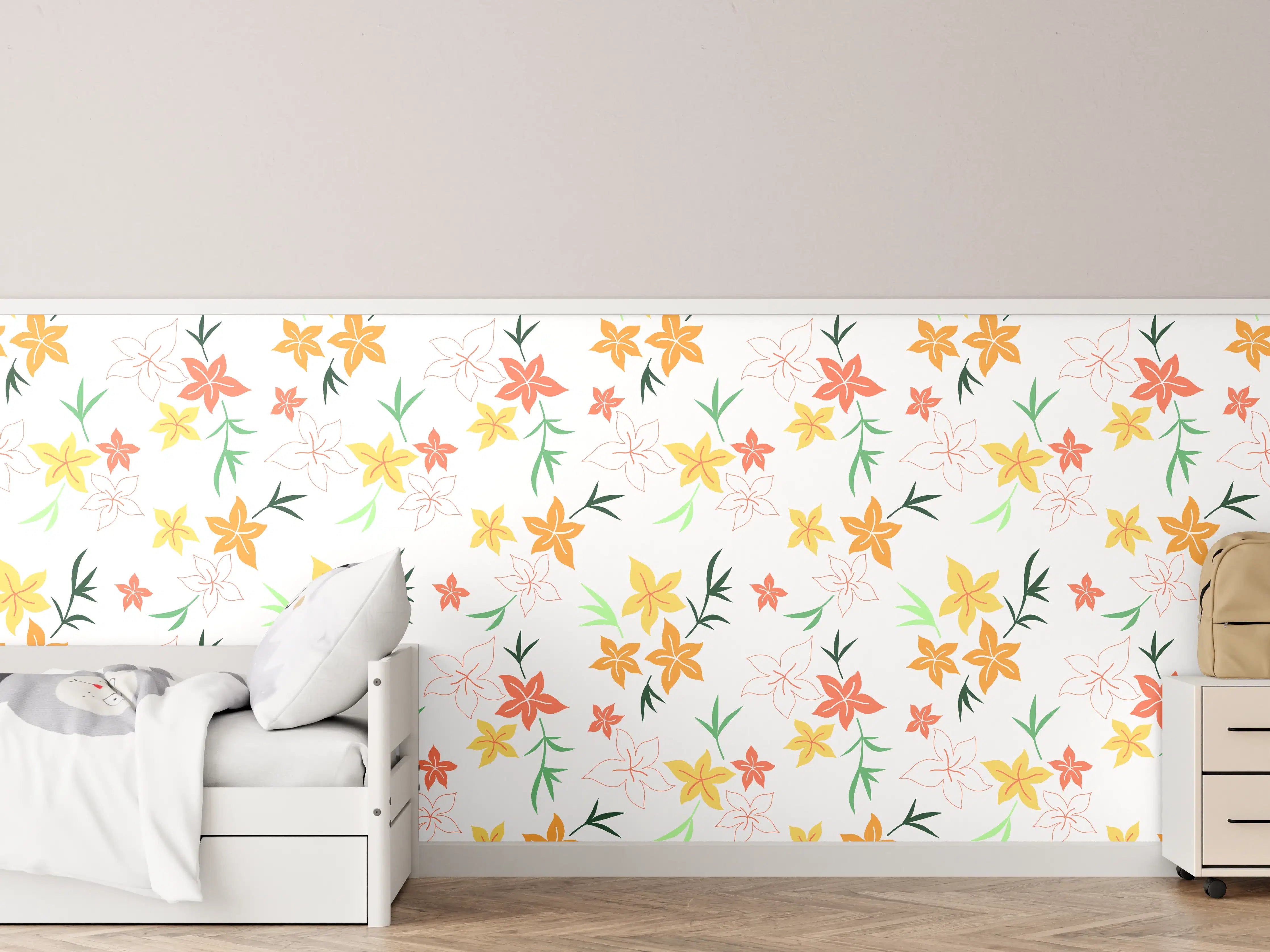 Kinderzimmer Wandgestaltung - Blumen Muster mit Pastellfarben