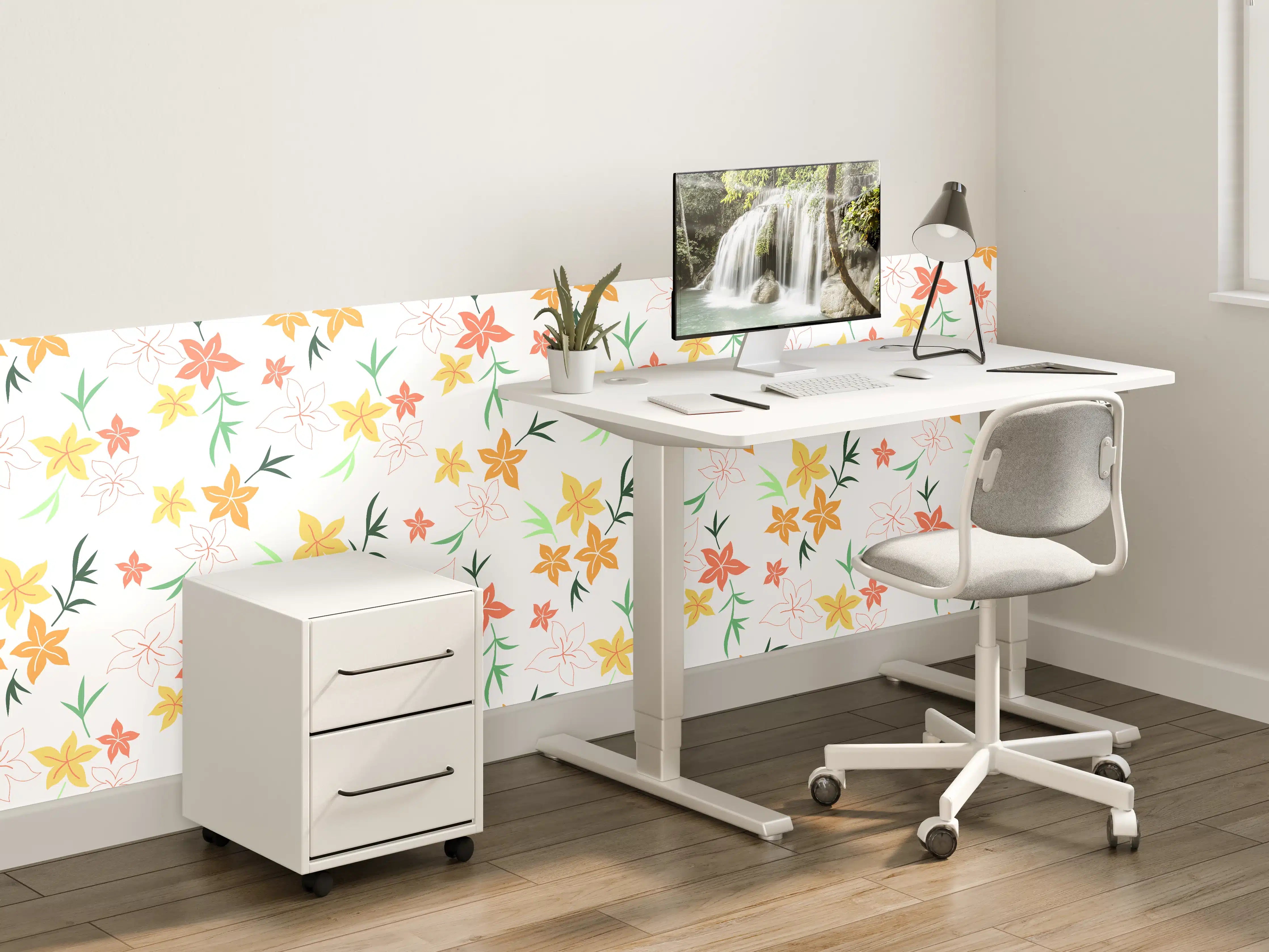 Kinderzimmer Wandgestaltung - Blumen Muster mit Pastellfarben