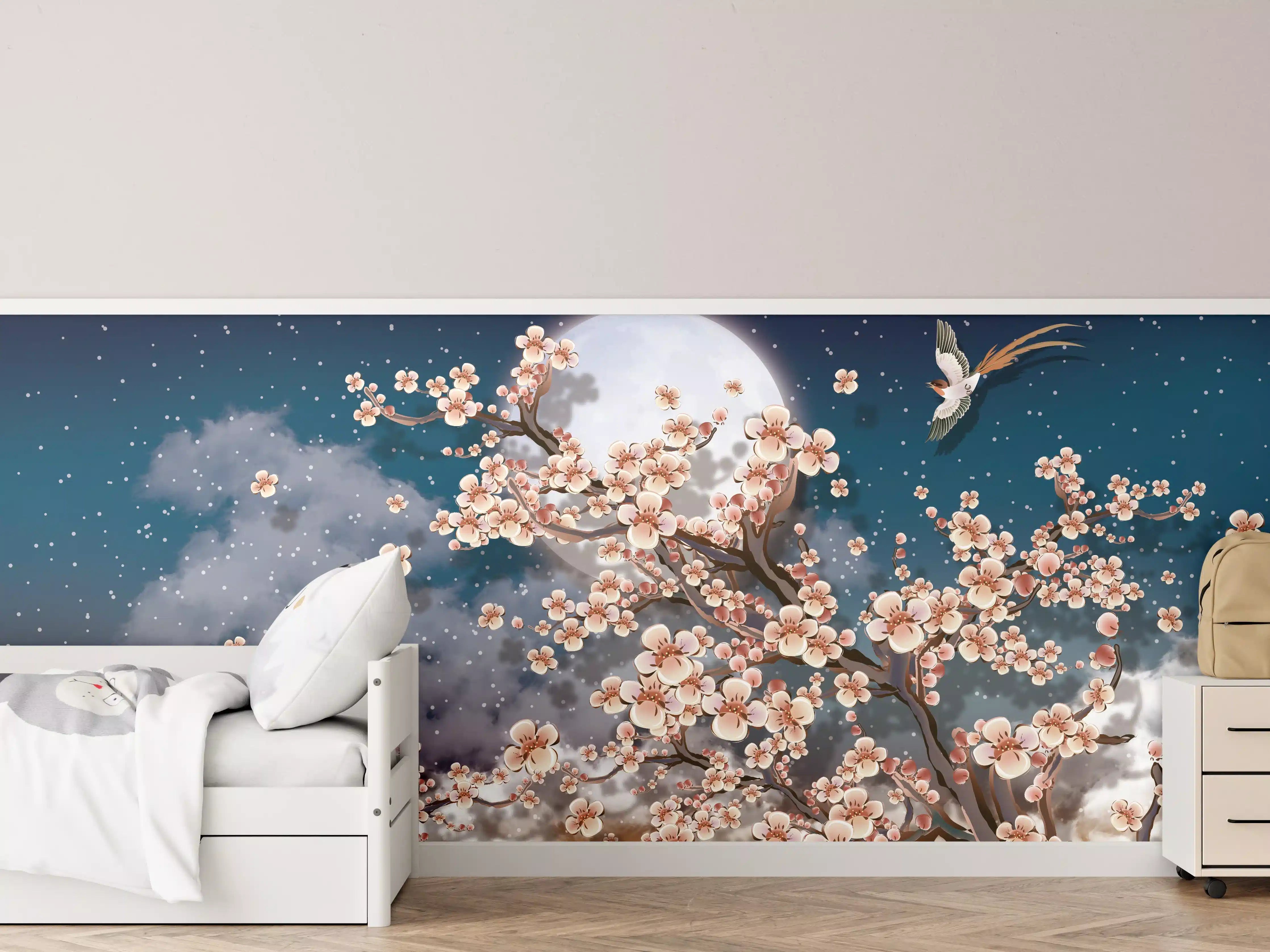 Kinderzimmer Wandgestaltung - Blumen und Vögel - Floral