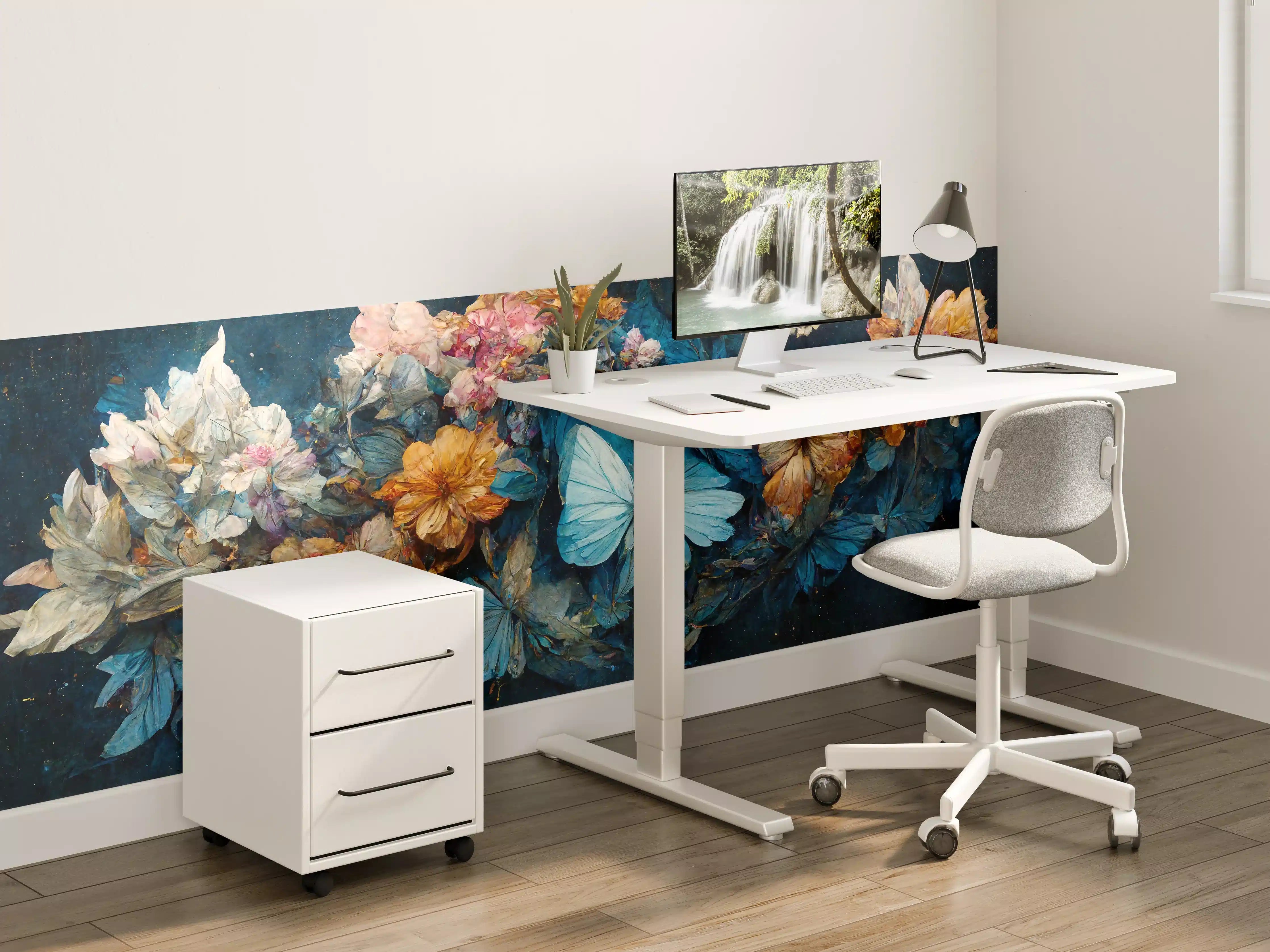 Kinderzimmer Wandgestaltung - Blumengruß mit Schmetterlingen