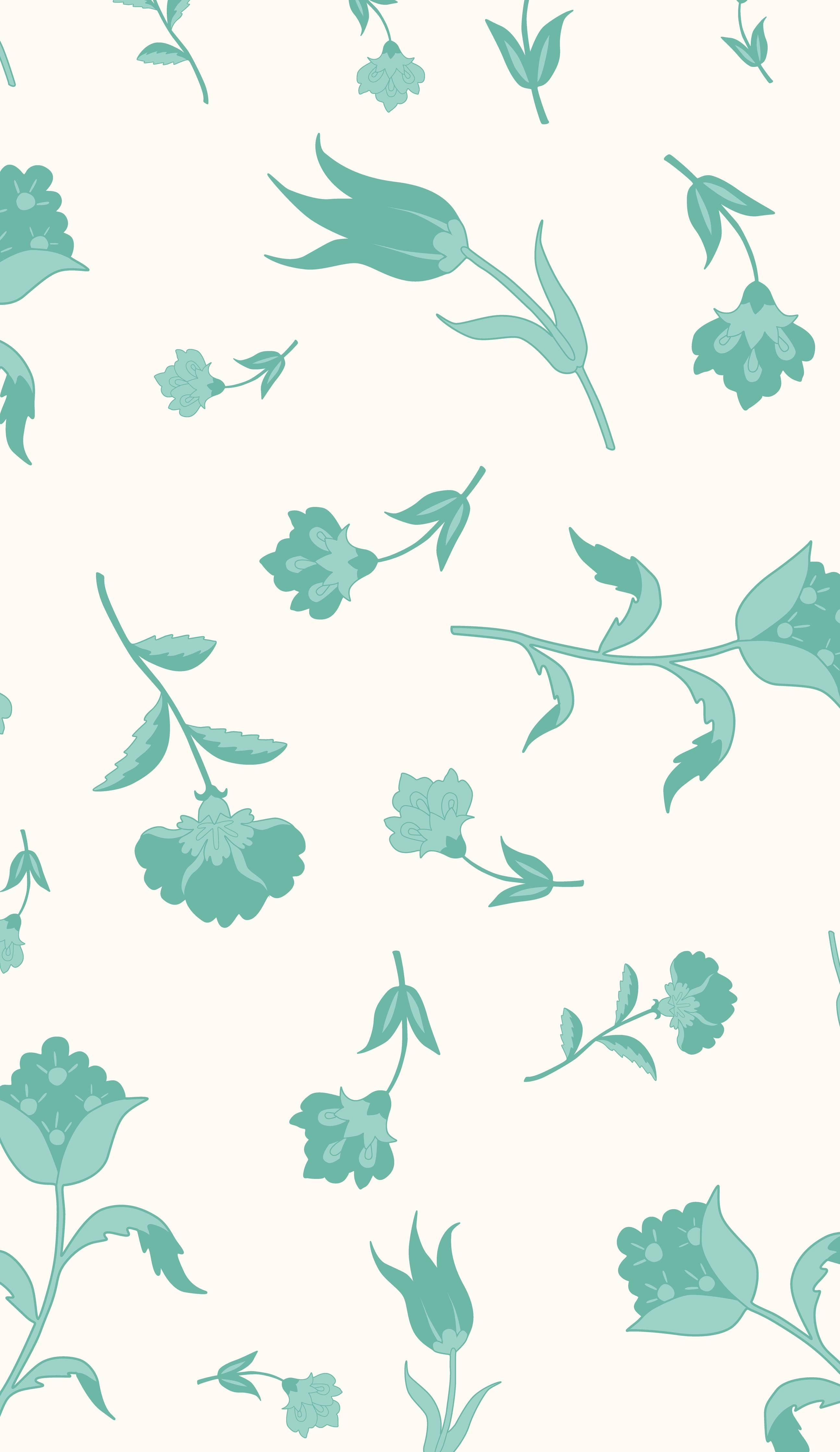 Kinderzimmer Wandgestaltung-Blumenmuster Türkis-Weiß