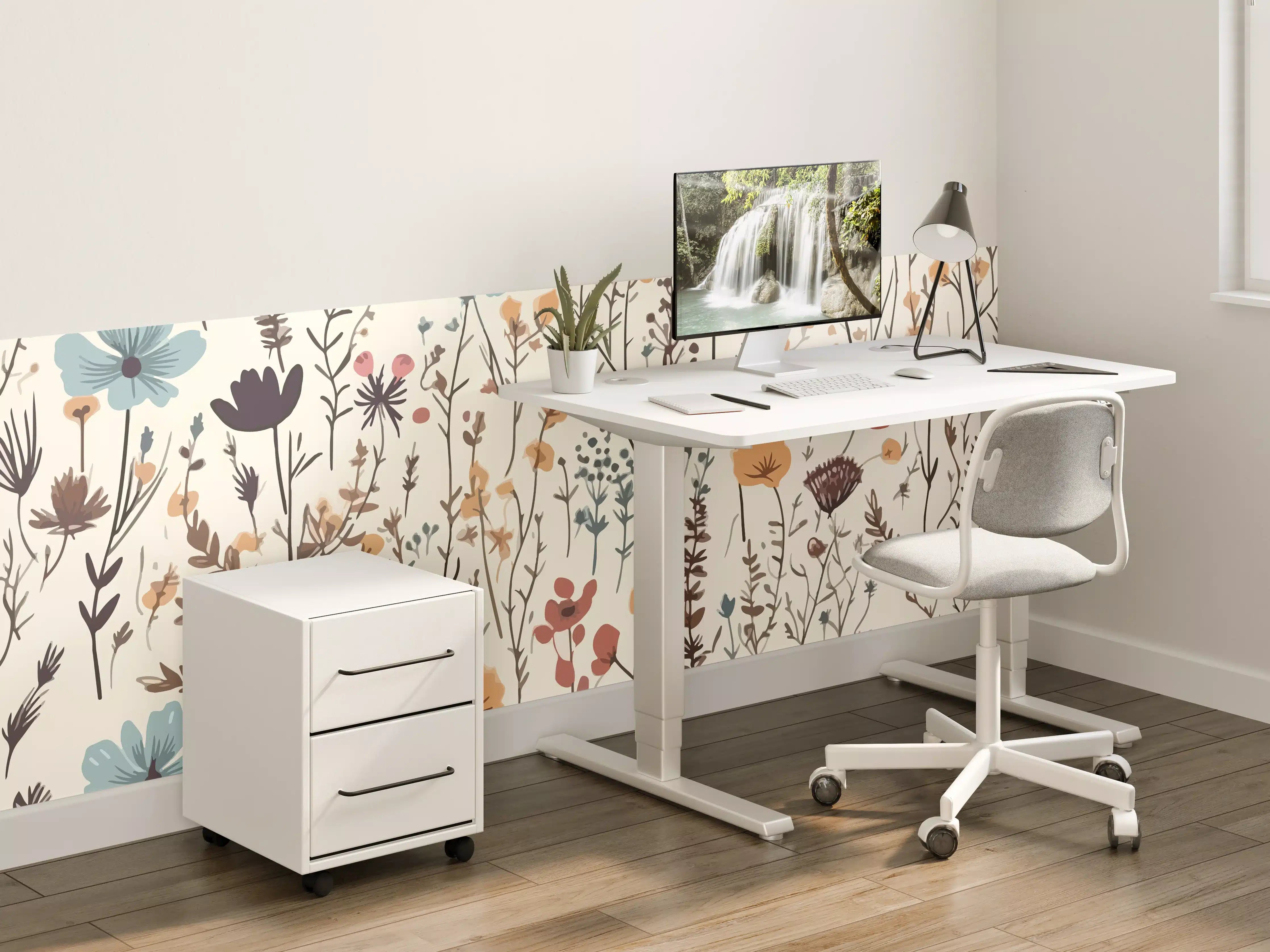 Kinderzimmer Wandgestaltung - Blumenmuster mit zarten Farbtönen
