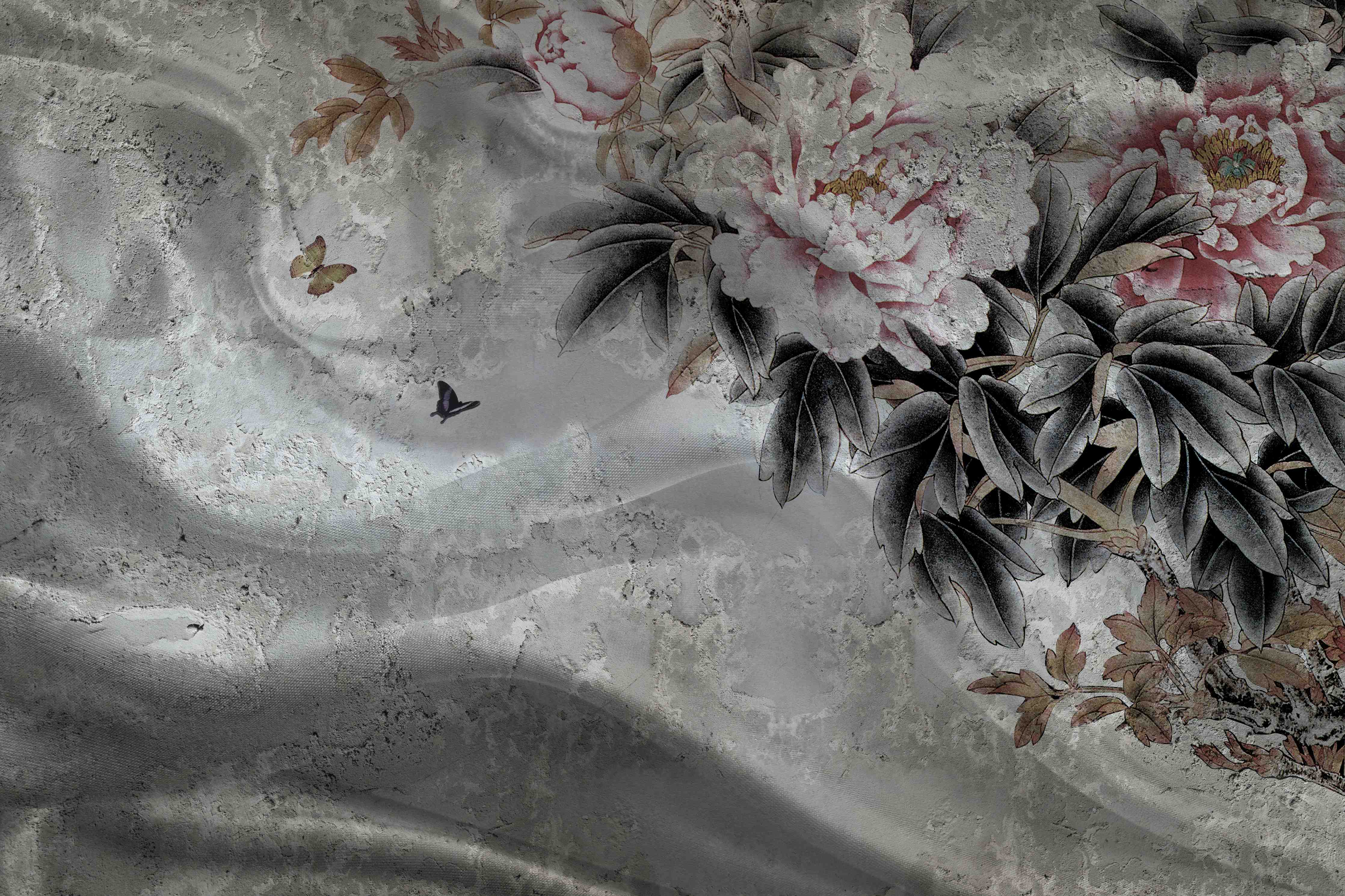 Kinderzimmer Wandgestaltung-Blumenstrauß abgebildet auf Beton