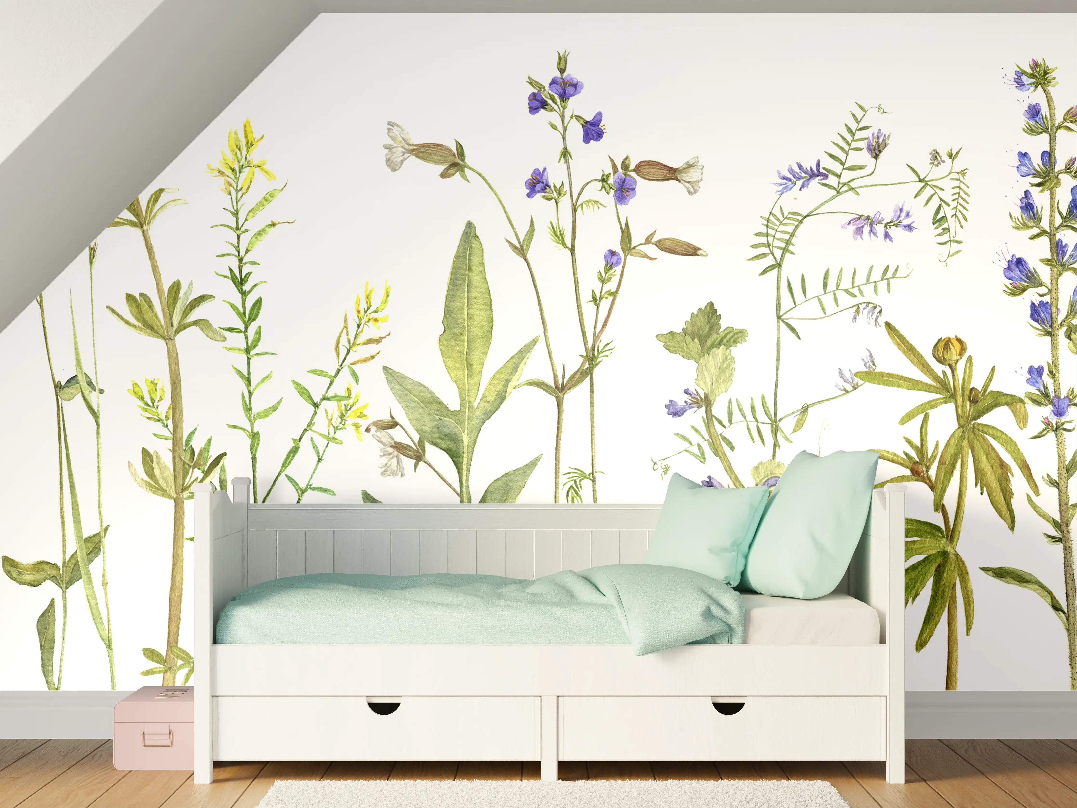 Kinderzimmer Wandgestaltung - Blumenwiese mit bunten Wildblumen