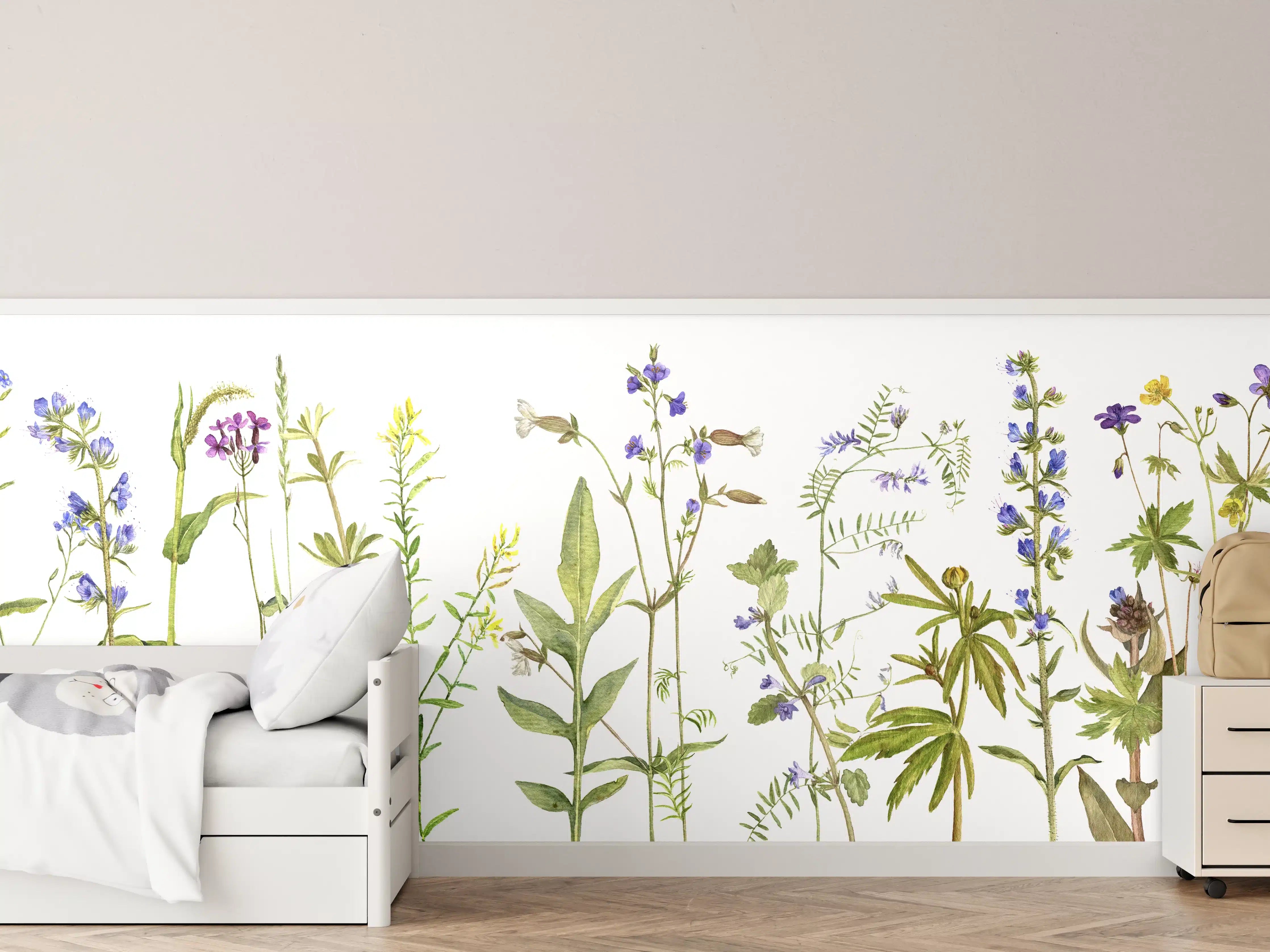 Kinderzimmer Wandgestaltung - Blumenwiese mit bunten Wildblumen