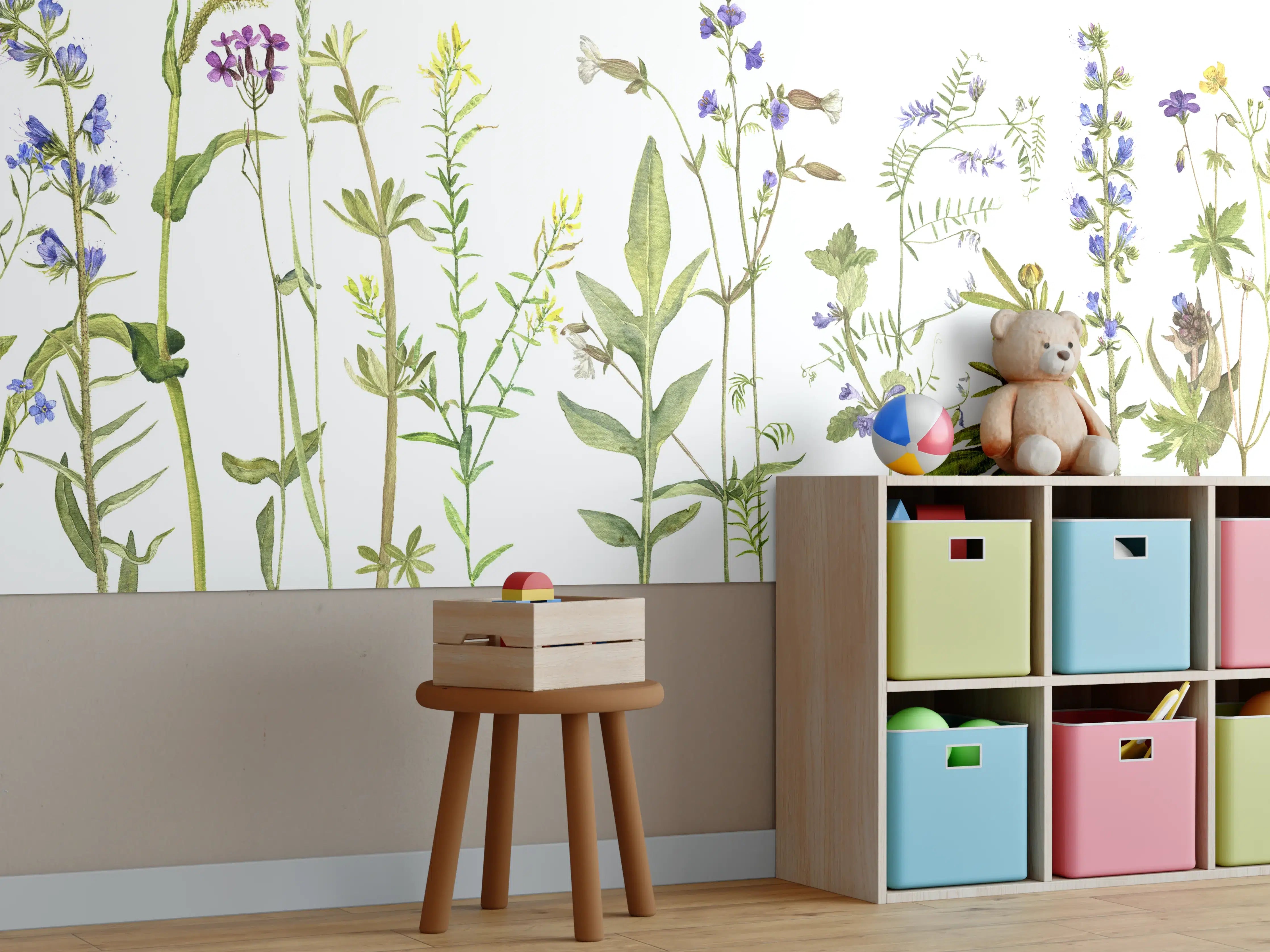 Kinderzimmer Wandgestaltung - Blumenwiese mit bunten Wildblumen