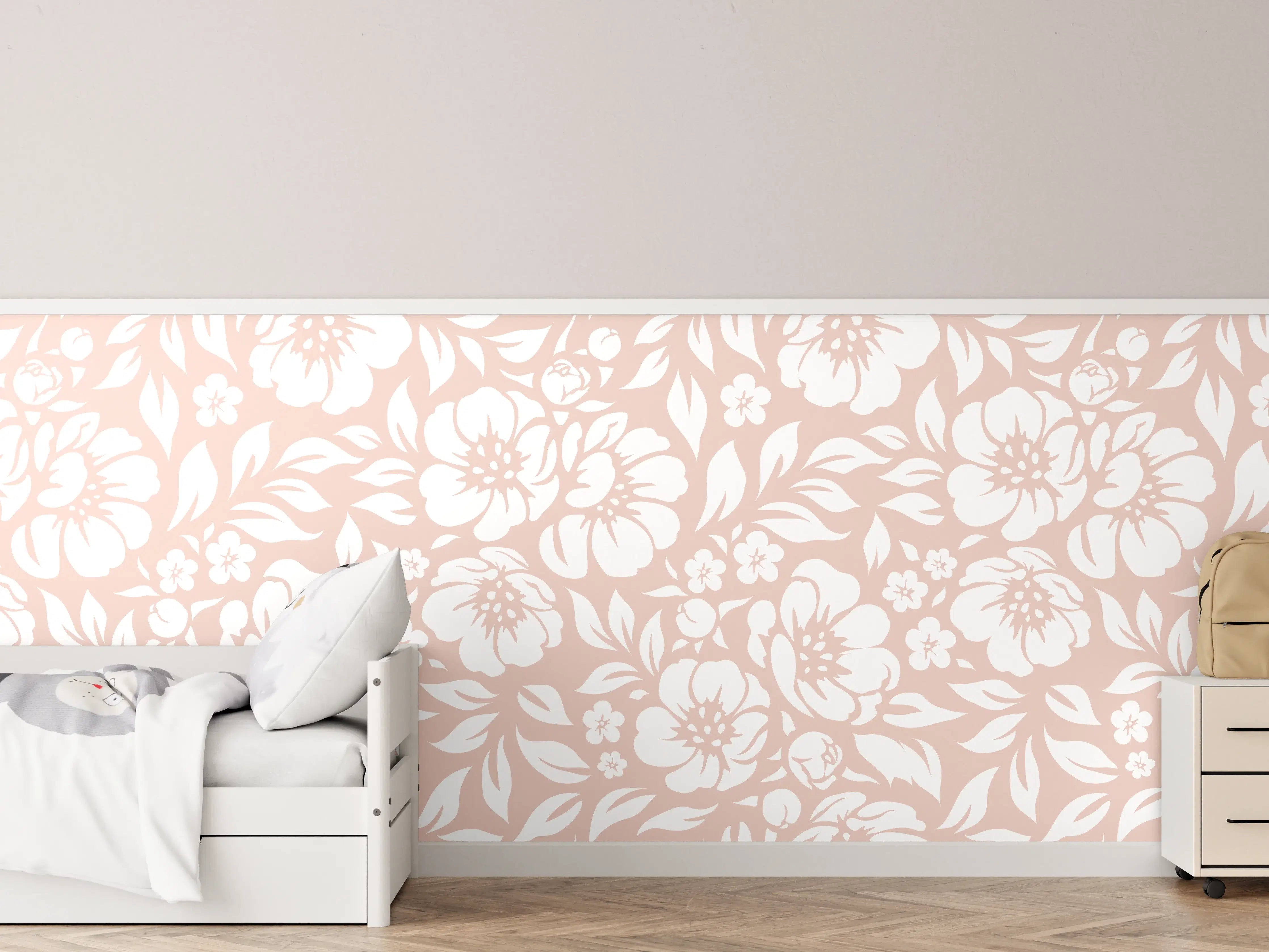 Kinderzimmer Wandgestaltung - Blumiges Fliesendesign in sanften Tönen