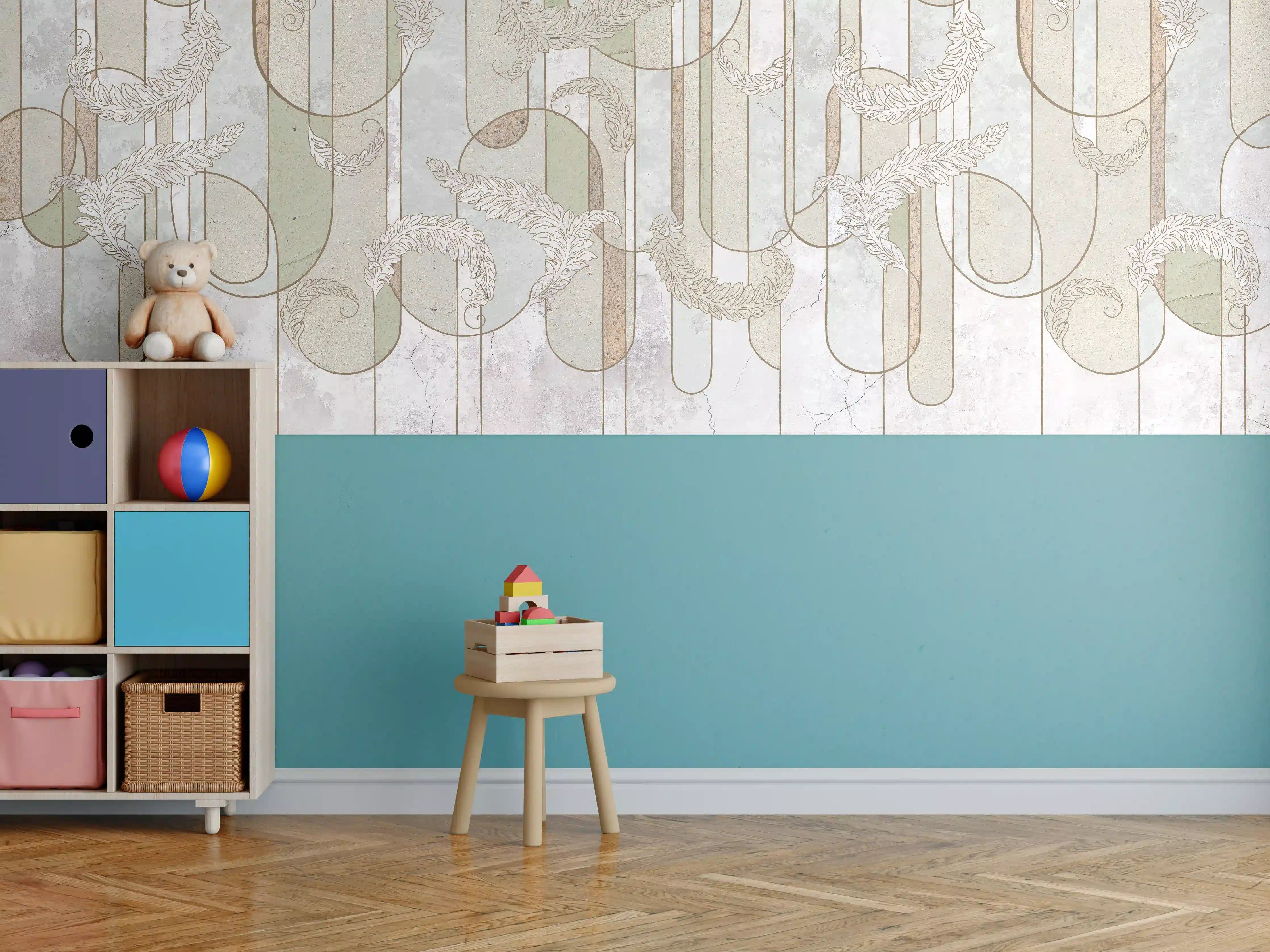 Kinderzimmer Wandgestaltung - Blumiges Loft Design