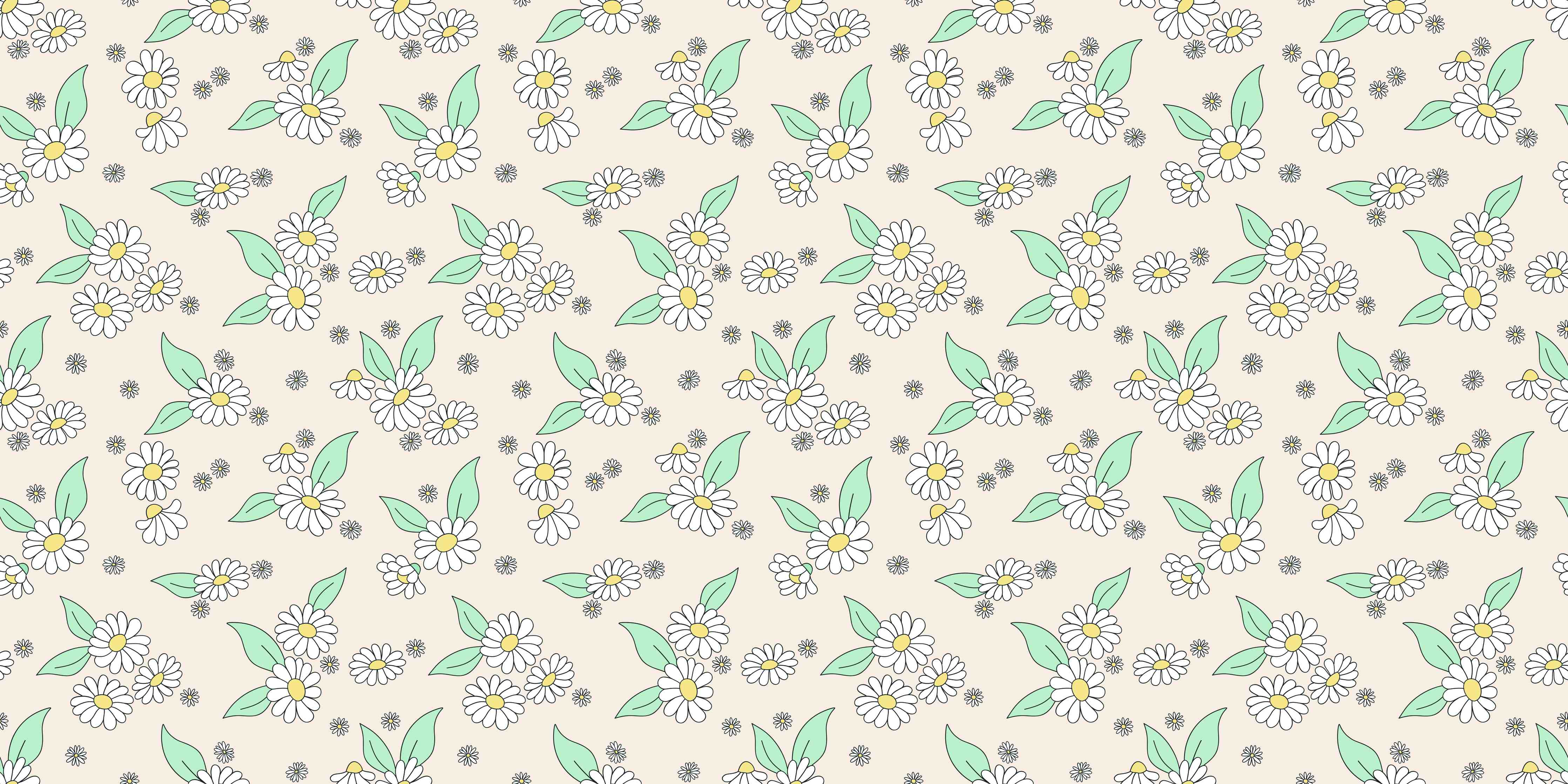 Kinderzimmer Wandgestaltung-Blumiges Muster mit weißen Gänseblümchen