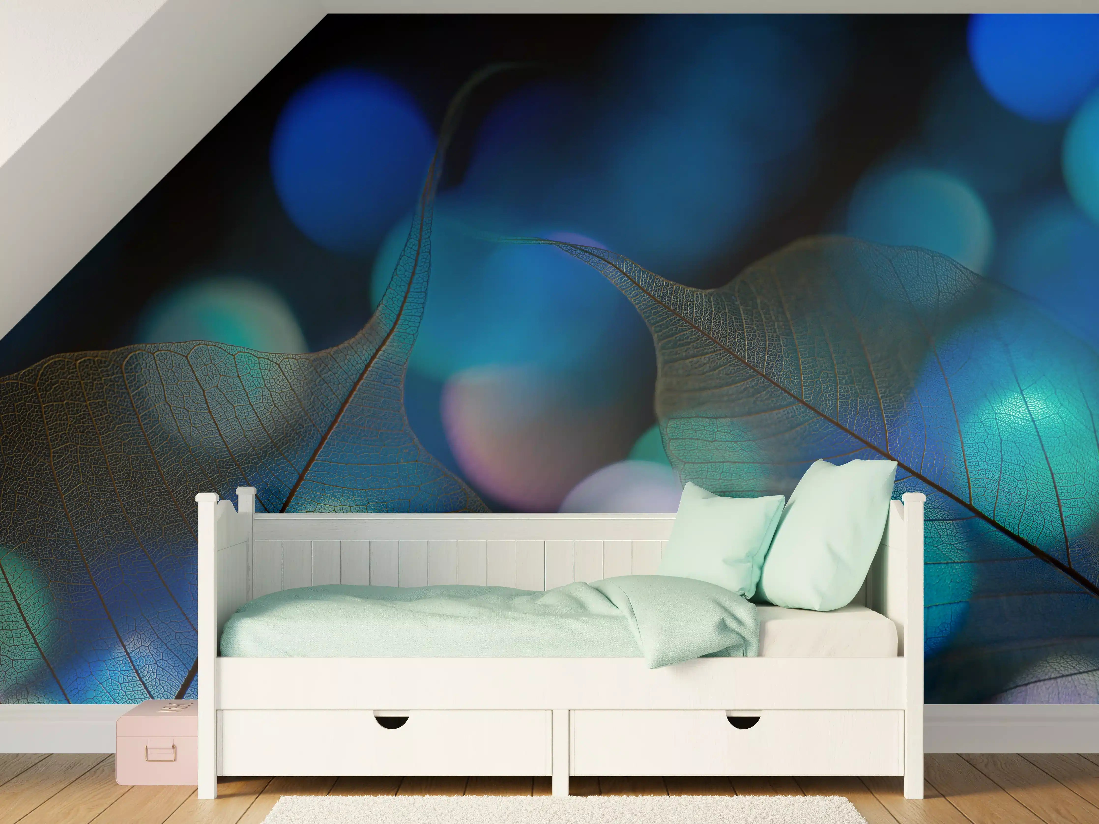 Kinderzimmer Wandgestaltung - Bokeh-Blattvenen-Textur