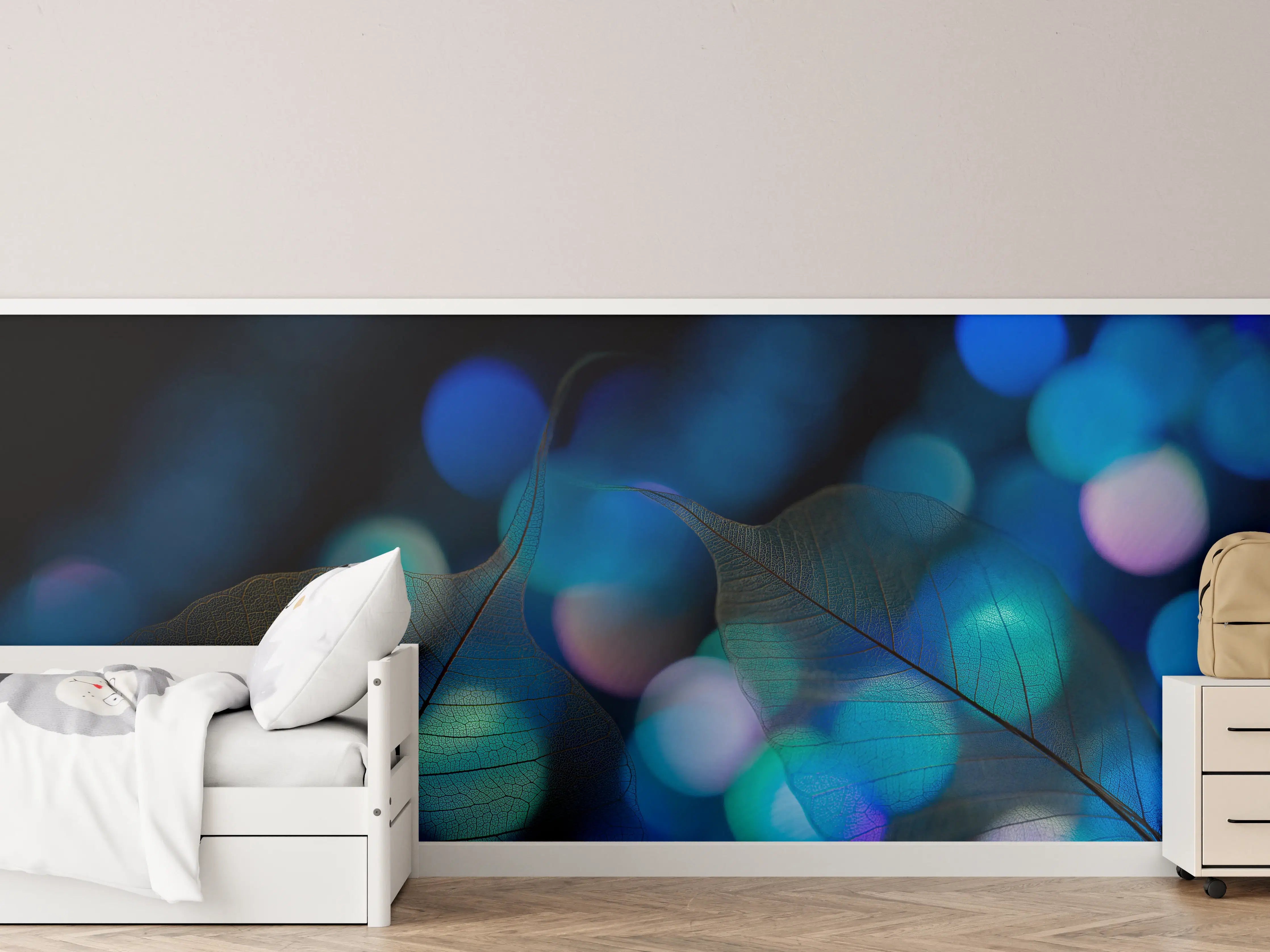Kinderzimmer Wandgestaltung - Bokeh-Blattvenen-Textur