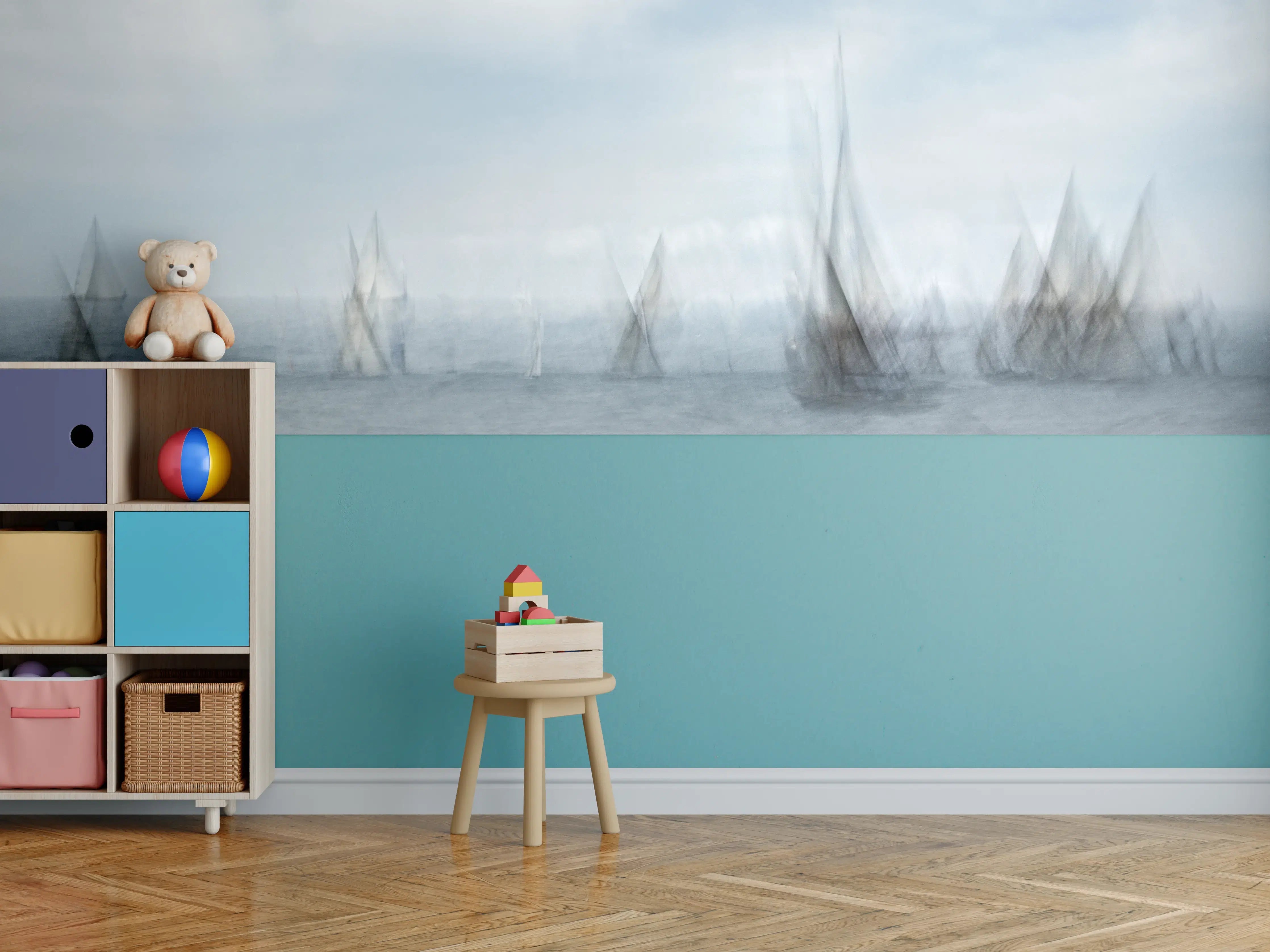 Kinderzimmer Wandgestaltung - Boote im Meer - Unscharf