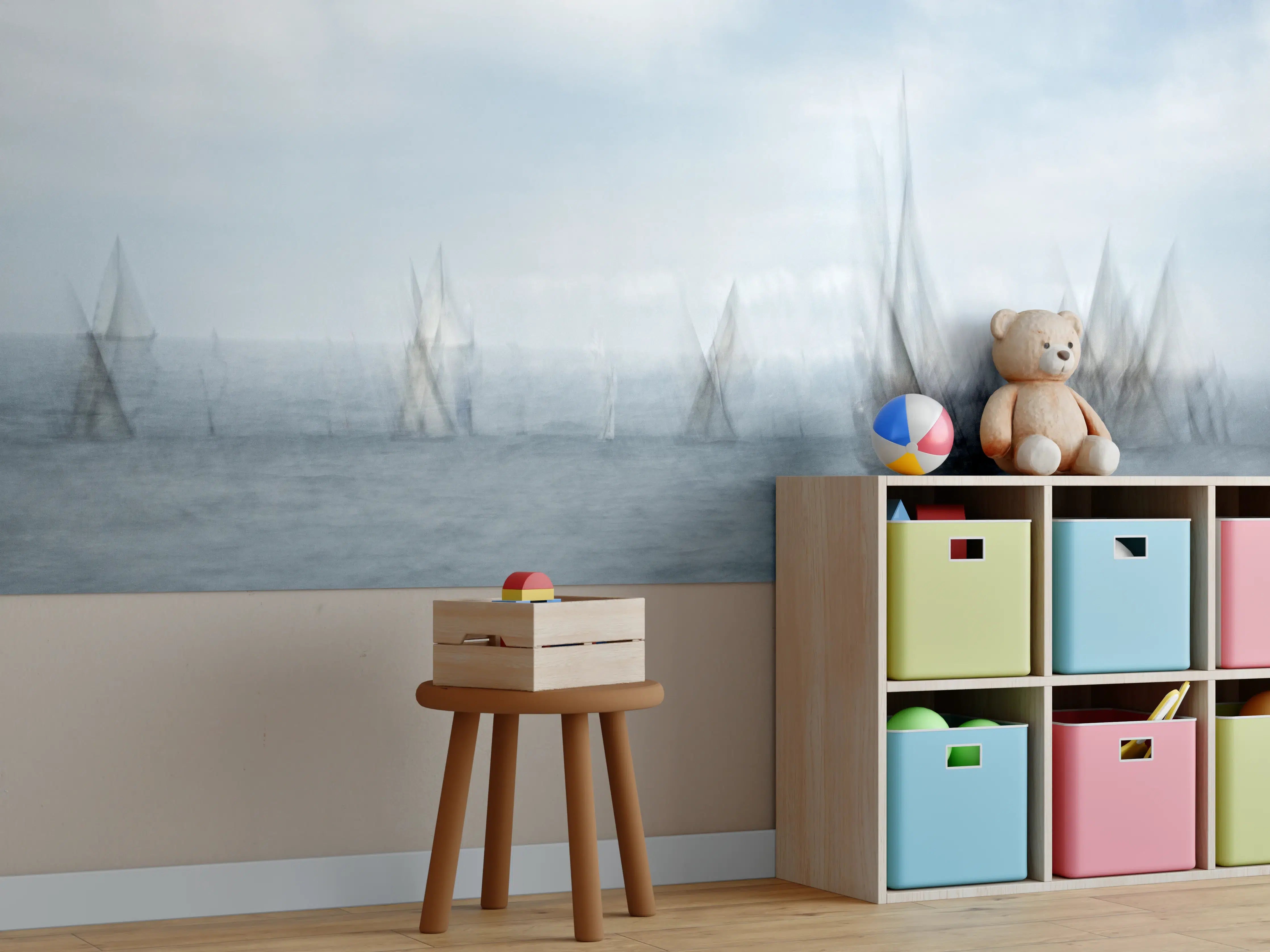 Kinderzimmer Wandgestaltung - Boote im Meer - Unscharf