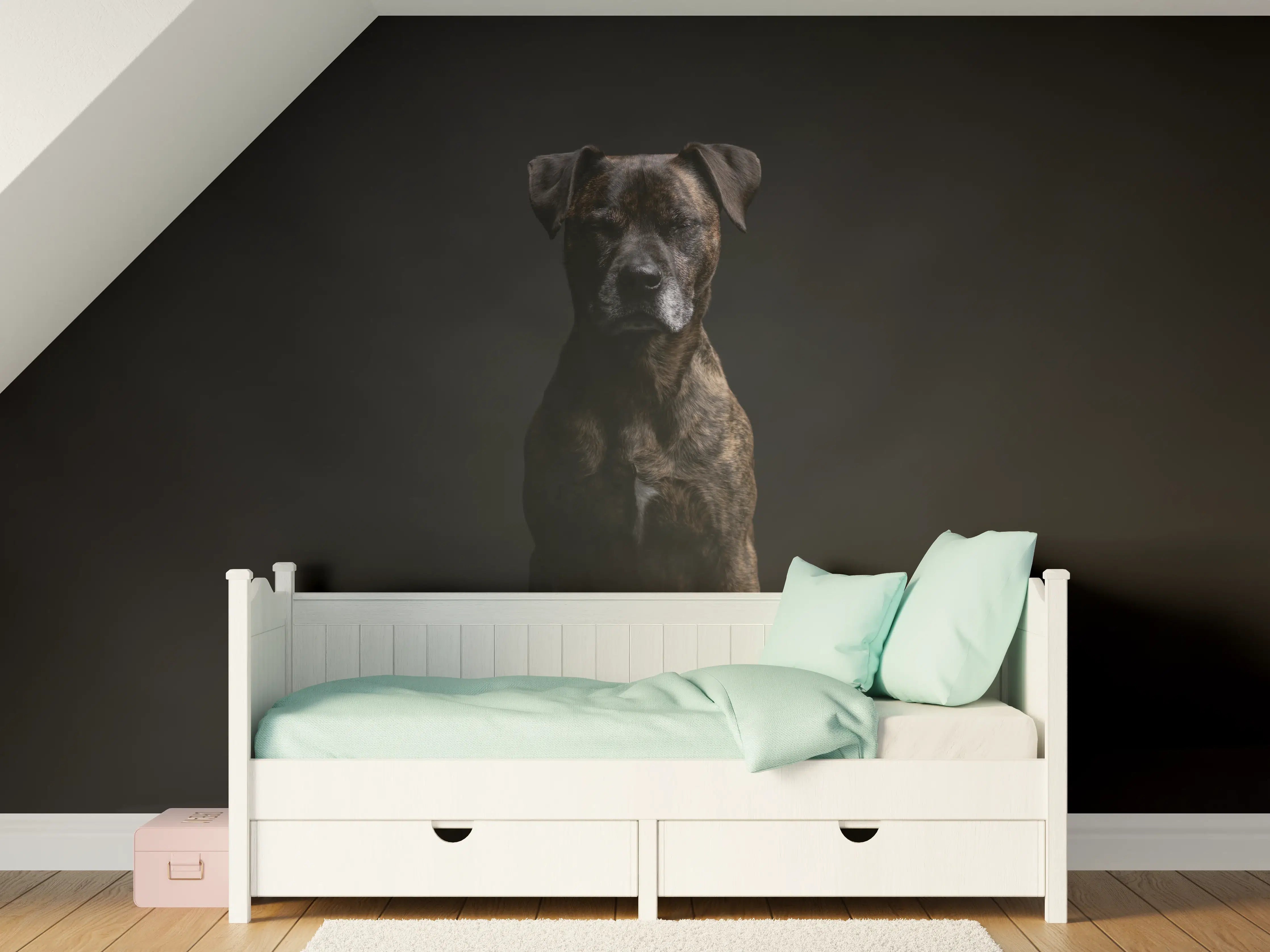 Kinderzimmer Wandgestaltung - Boxer Staffordshire Hund