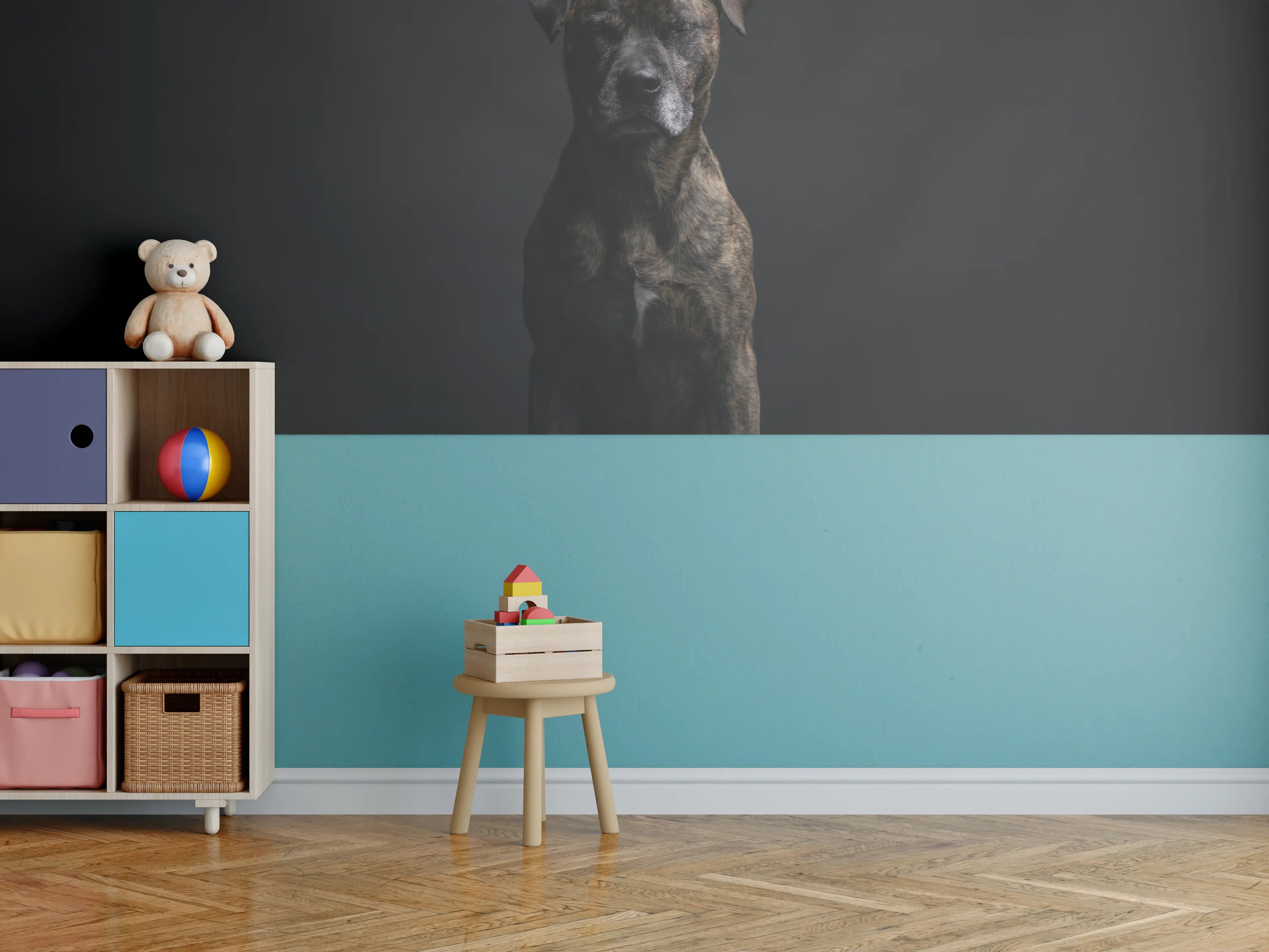 Kinderzimmer Wandgestaltung - Boxer Staffordshire Hund