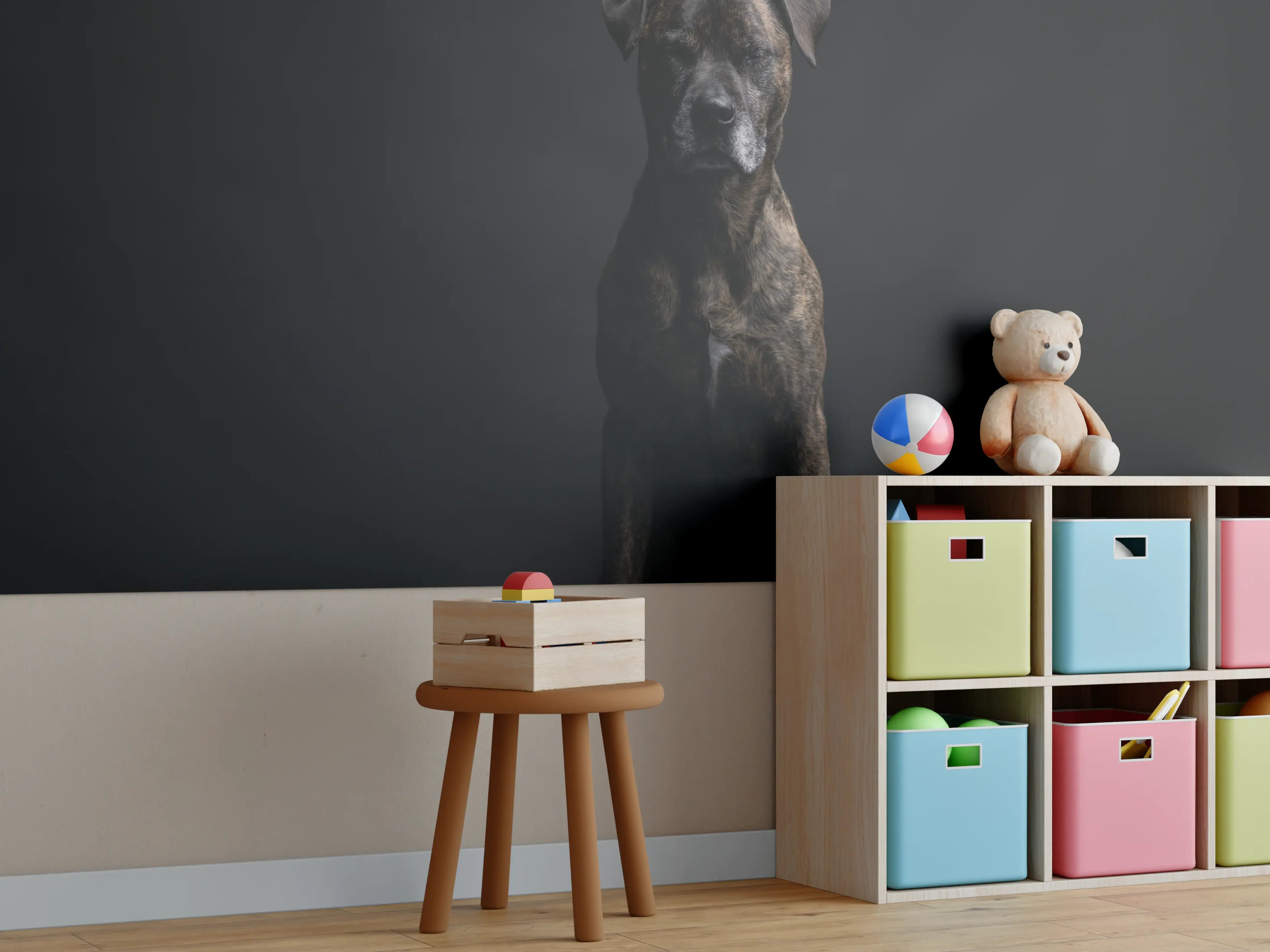 Kinderzimmer Wandgestaltung - Boxer Staffordshire Hund