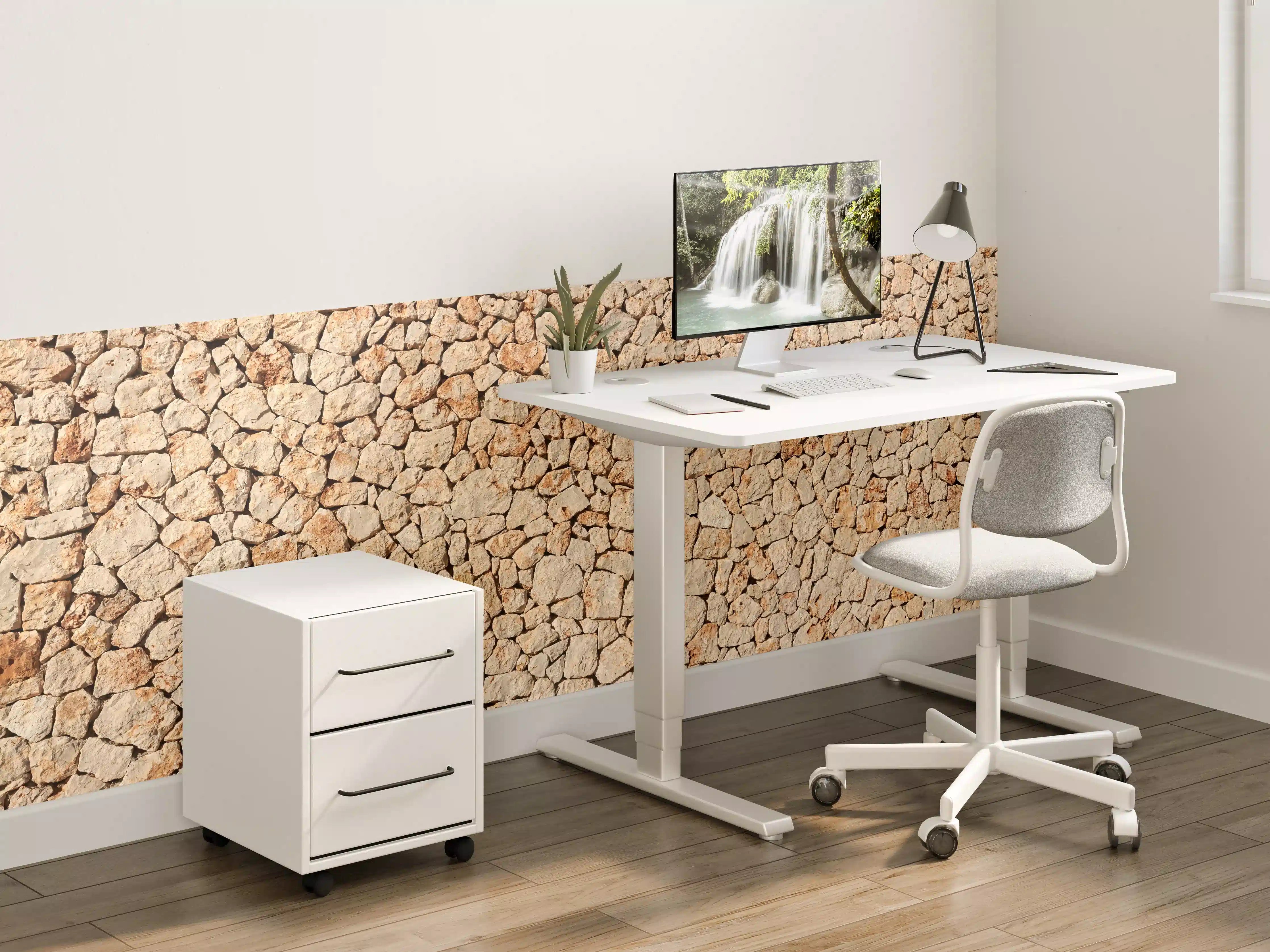 Kinderzimmer Wandgestaltung - Bräunliche Panorama-Textur Steinmauer